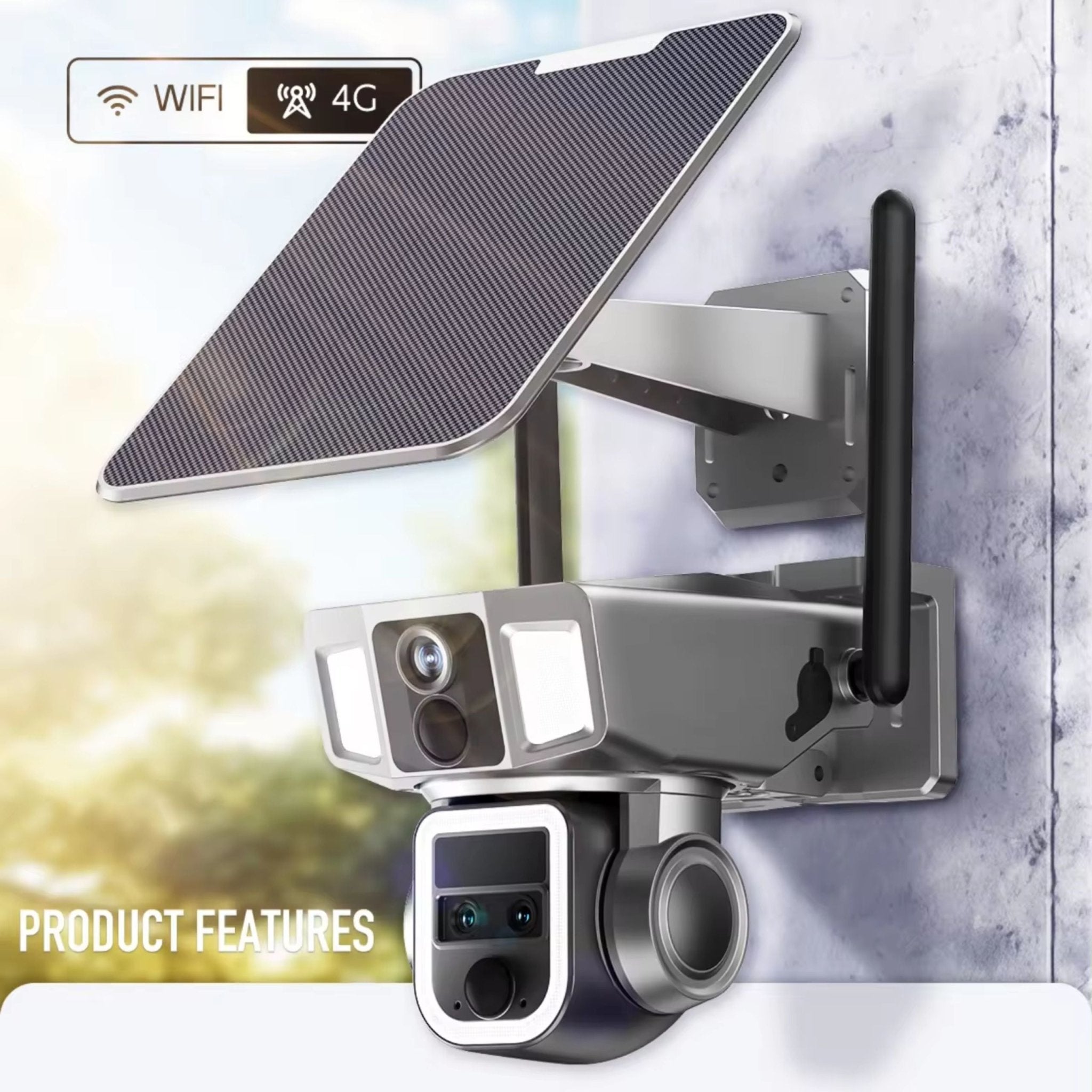 Solar Dual Camera 10X Wifi & 4G Smart PTZ Y7A - Grey