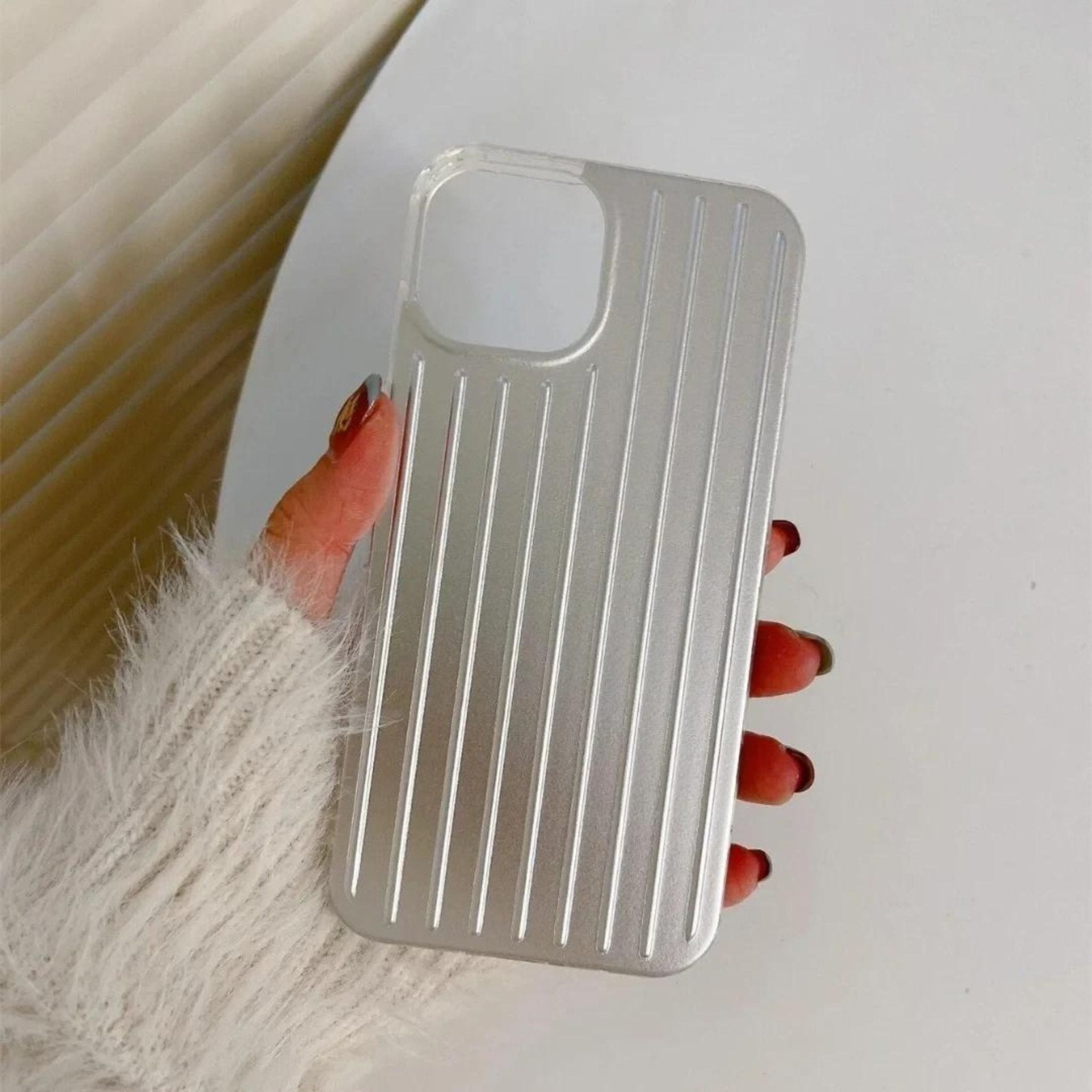 Square Stereoscopic Long Grain Phone Cover for iPhone 14 Series