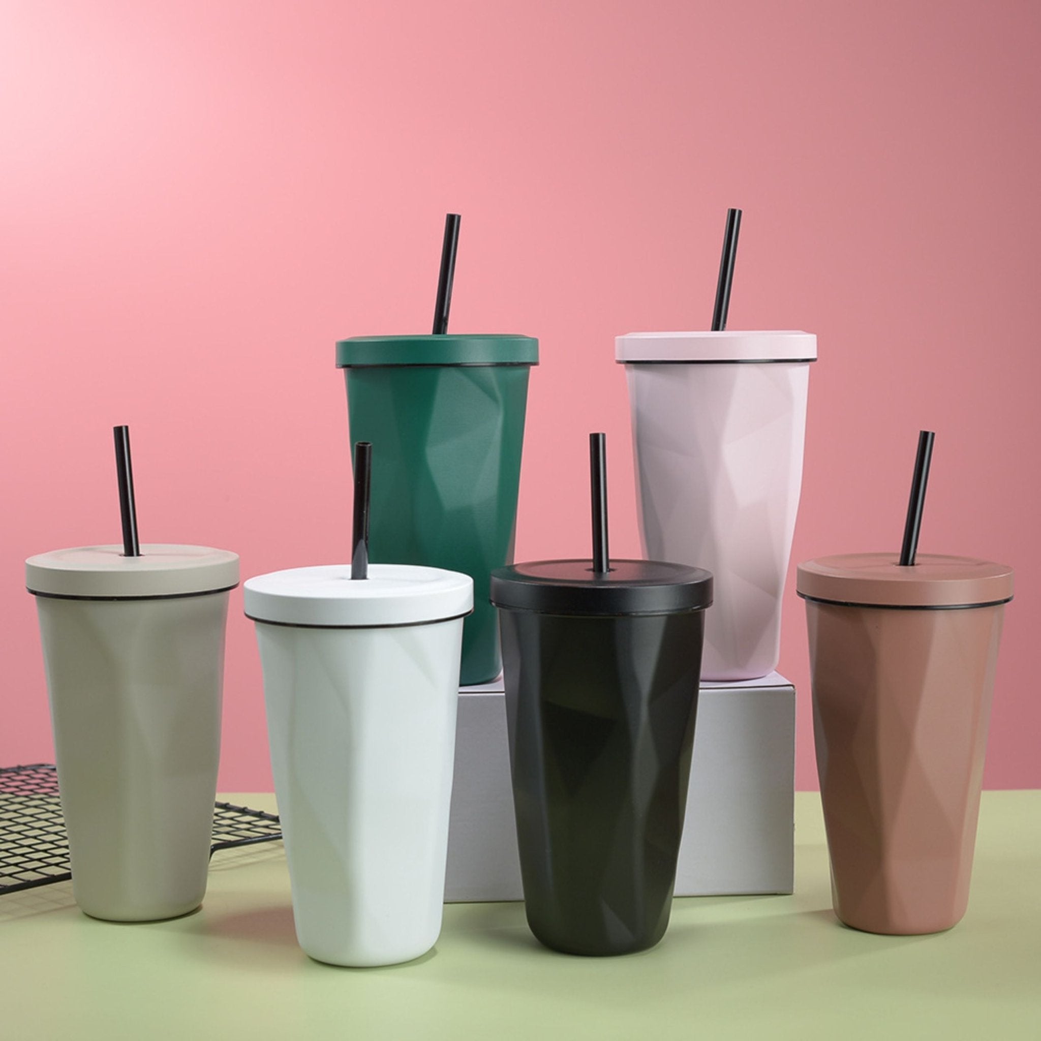 Stainless Steel Tumbler Coffee Mug With Straw 500ml