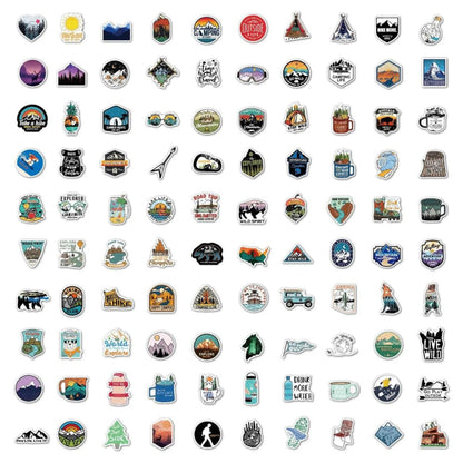 Sticker Outdoor Camping Hiking Adventure -100pc