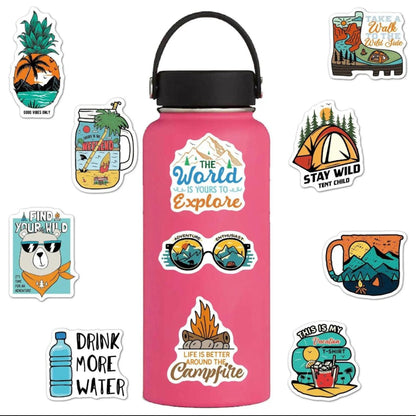 Sticker Outdoor Camping Hiking Adventure -100pc