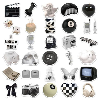 Sticker Vintage Black & White - 61pc