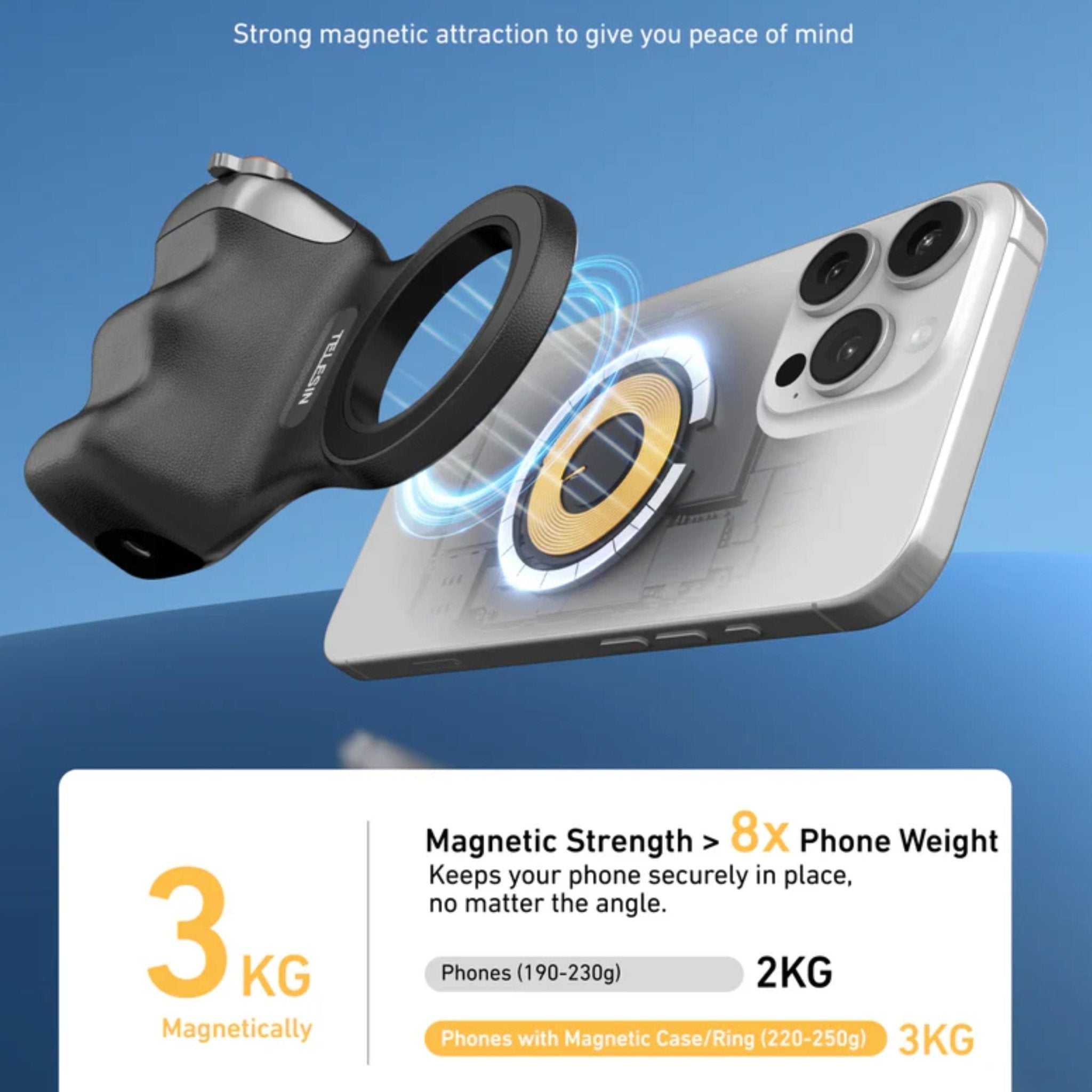 TELESIN Fun Shot Magnetic Grip For Phone - Black