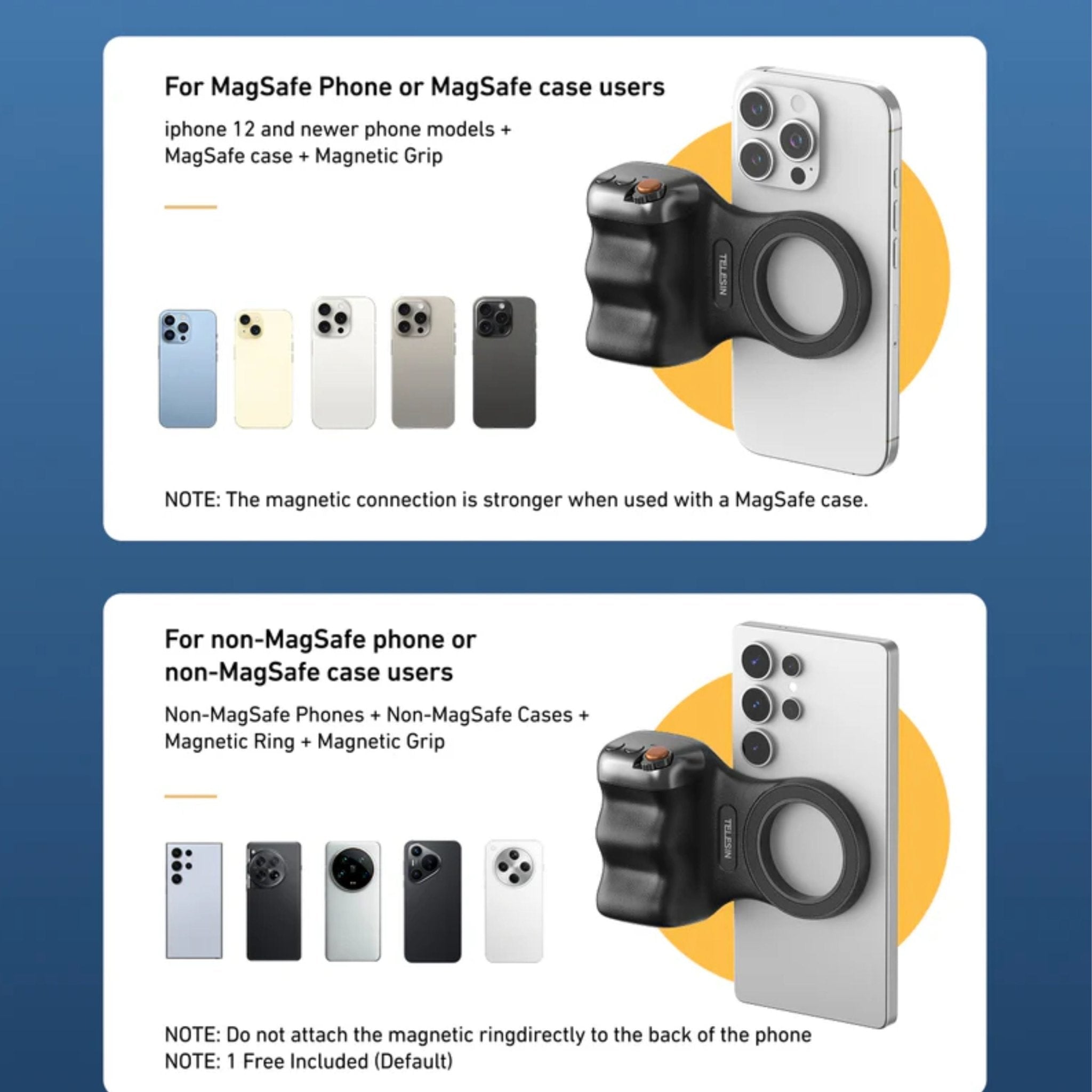 TELESIN Fun Shot Magnetic Grip For Phone - Black
