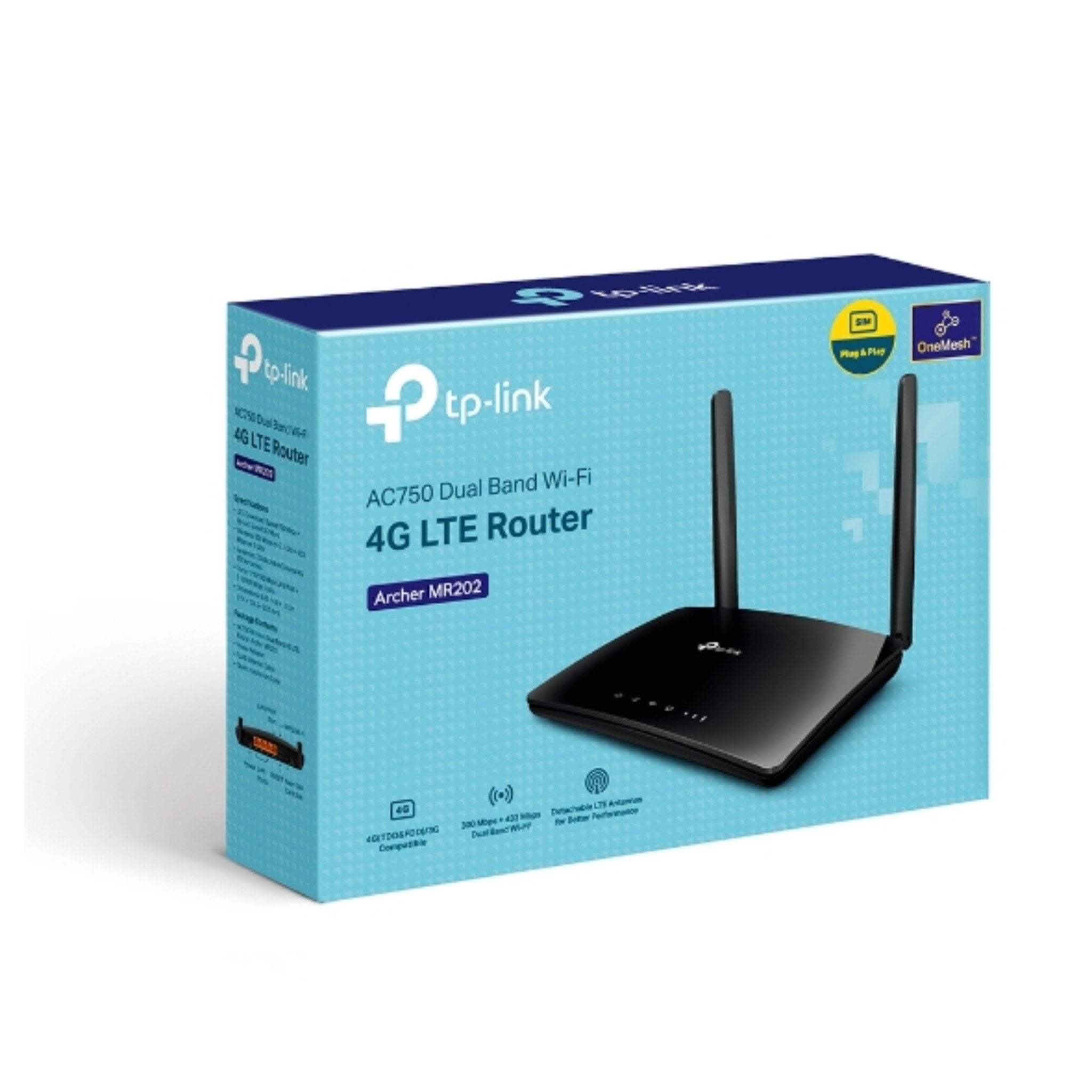 TP-Link Archer MR202 AC750 Wireless Dual Band 4G LTE Router - Black