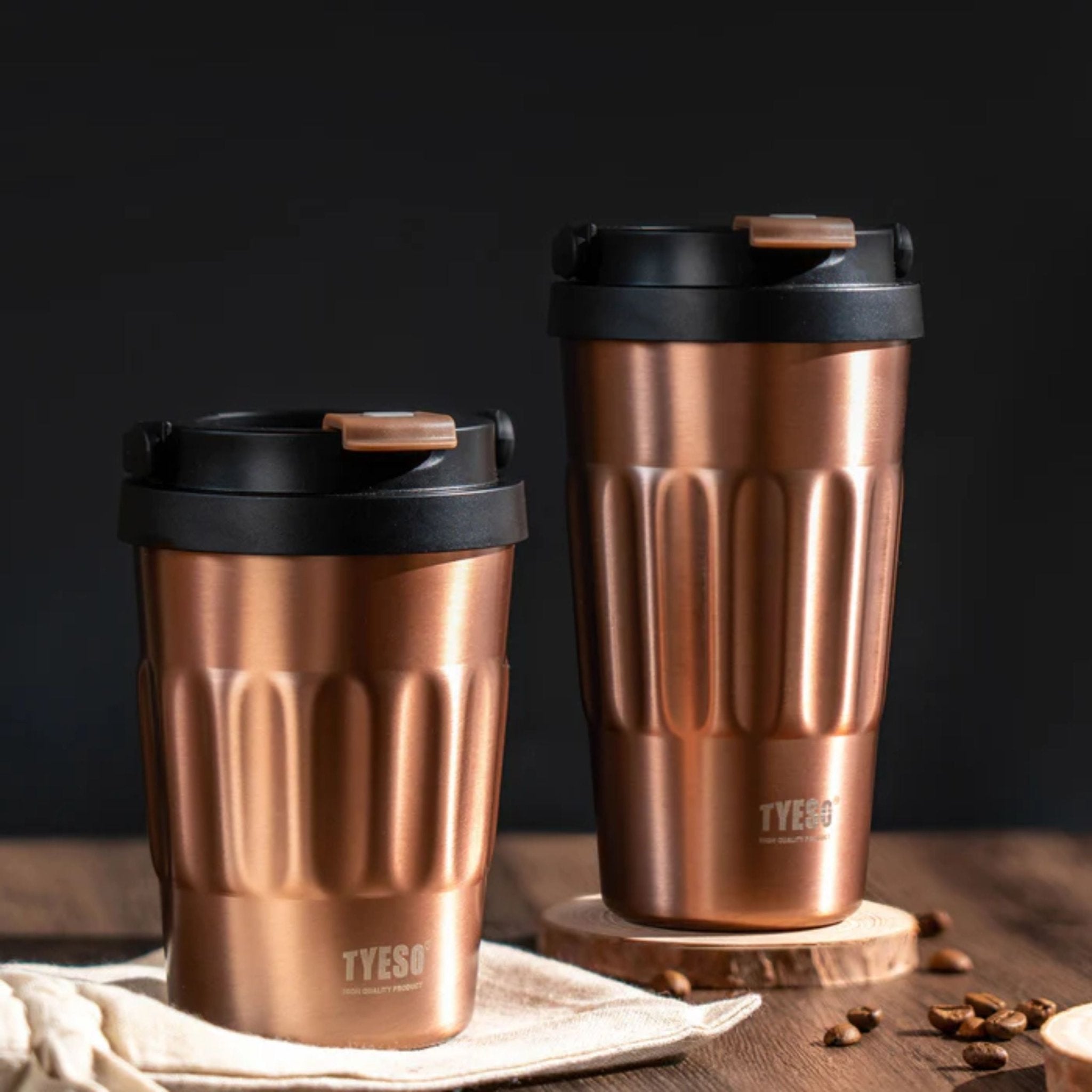 TYESO Vacuum Insulated Tumbler Hot and Cold 400ml Mug - Brown