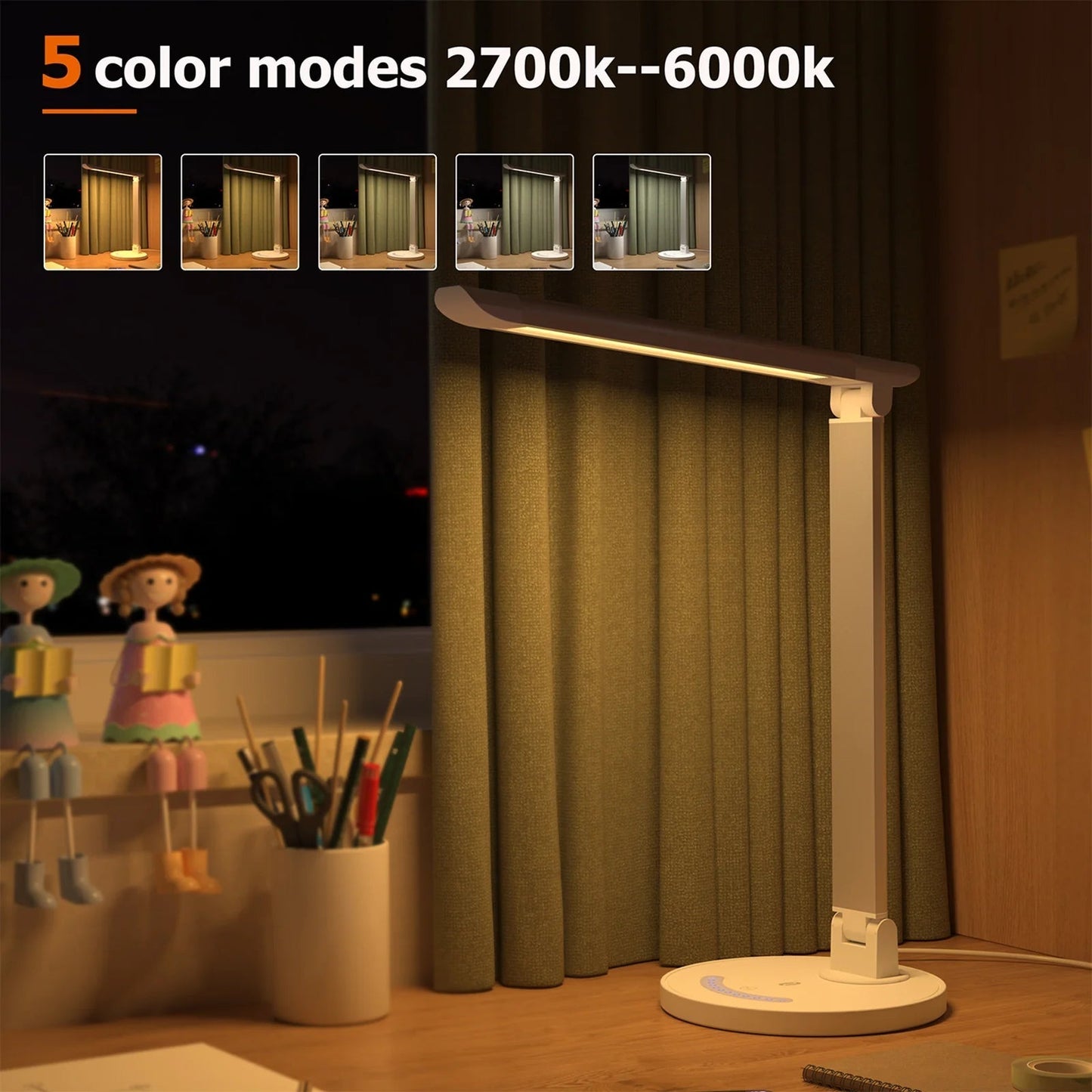TaoTronics TT-DL13 Dimmable Rotatable Shadeless LED Desk Lamp - White