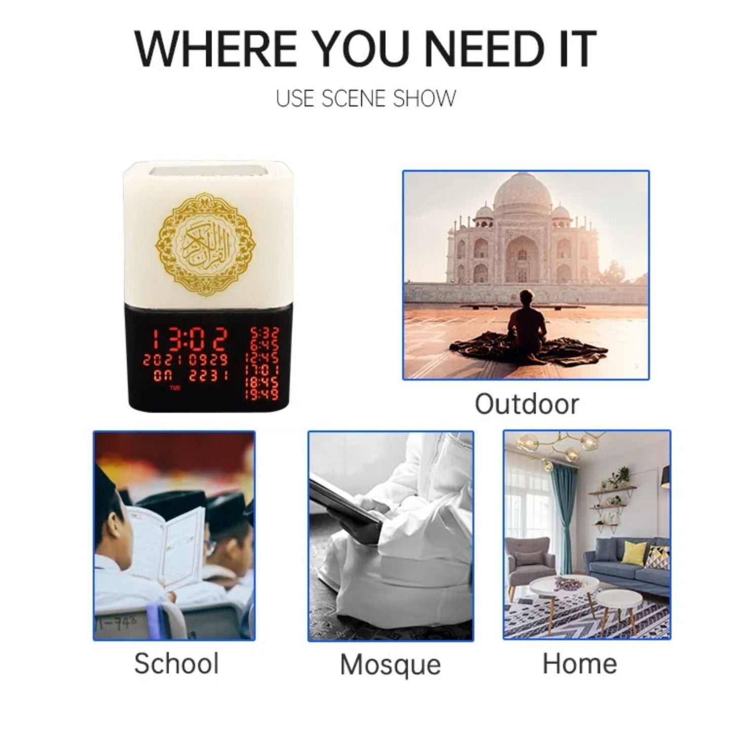 Touch Lamp Quran Speaker SQ-229P - Black&White