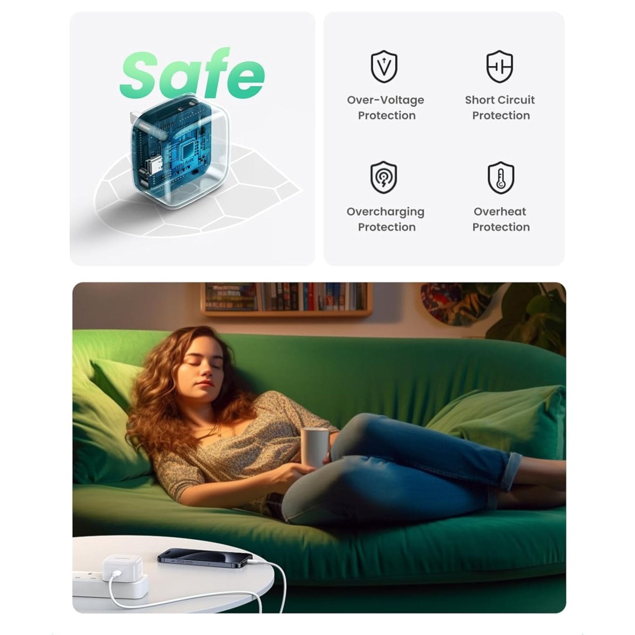 UGREEN 20W Pd Fast Charger with USB-C to USB-C Cable 1m - White
