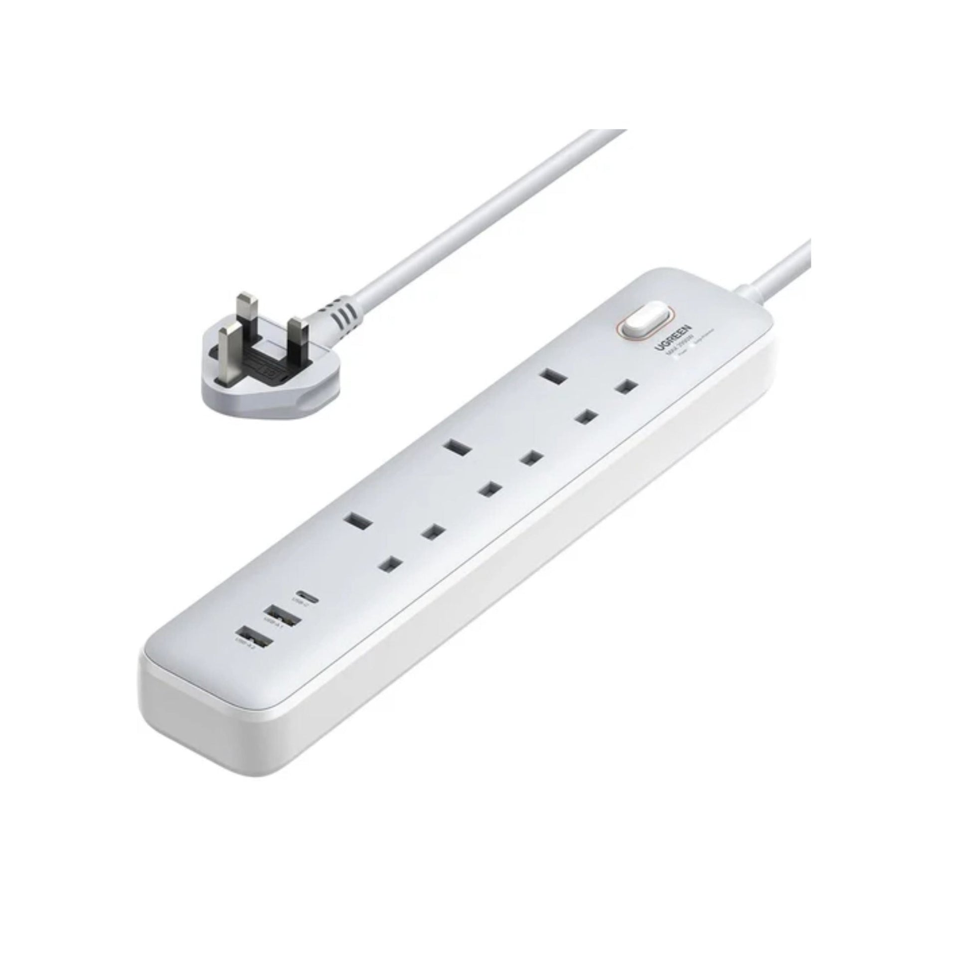 UGREEN 30W 3AC Power Strip Master Switch-CD286 - White