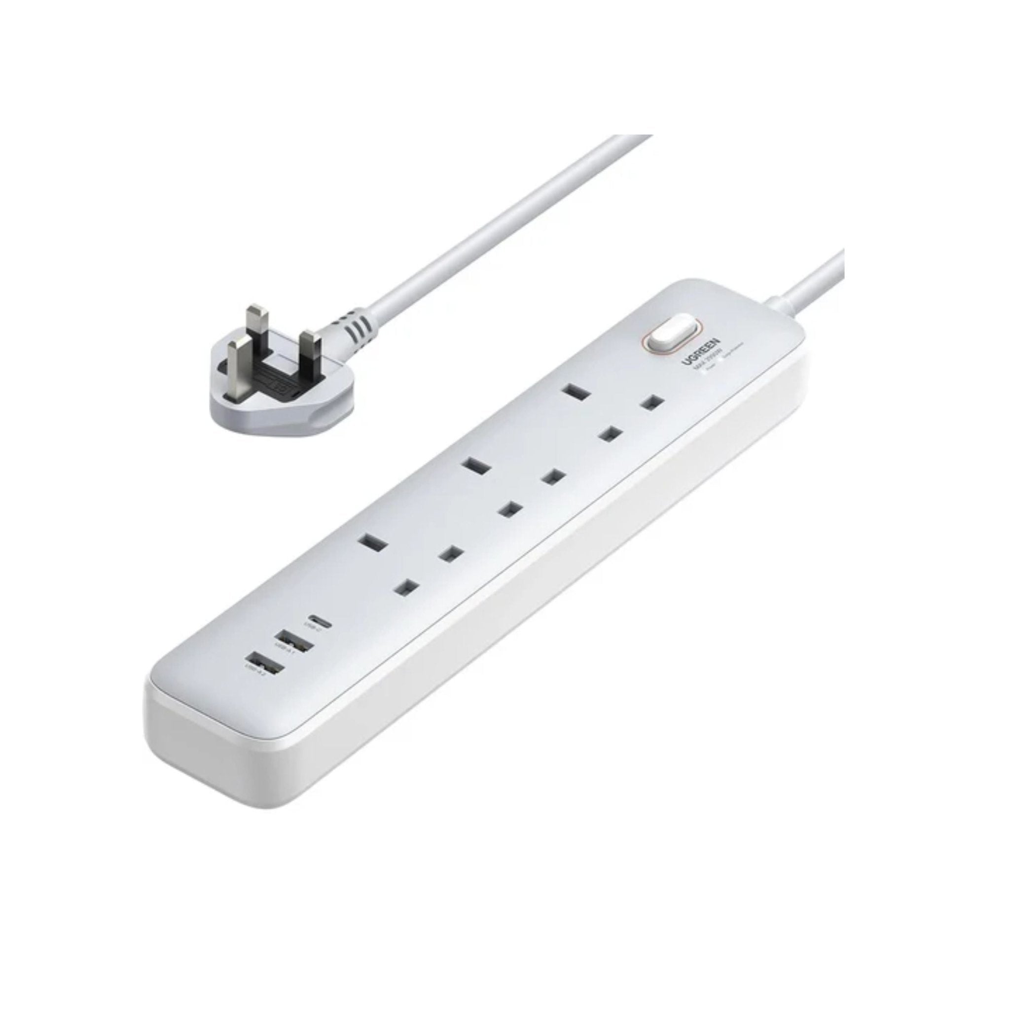UGREEN 30W 3AC Power Strip Master Switch-CD286 - White