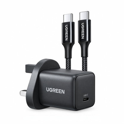 UGREEN 30W Type-C GaN Fast Charger with Type-C Cable - Black