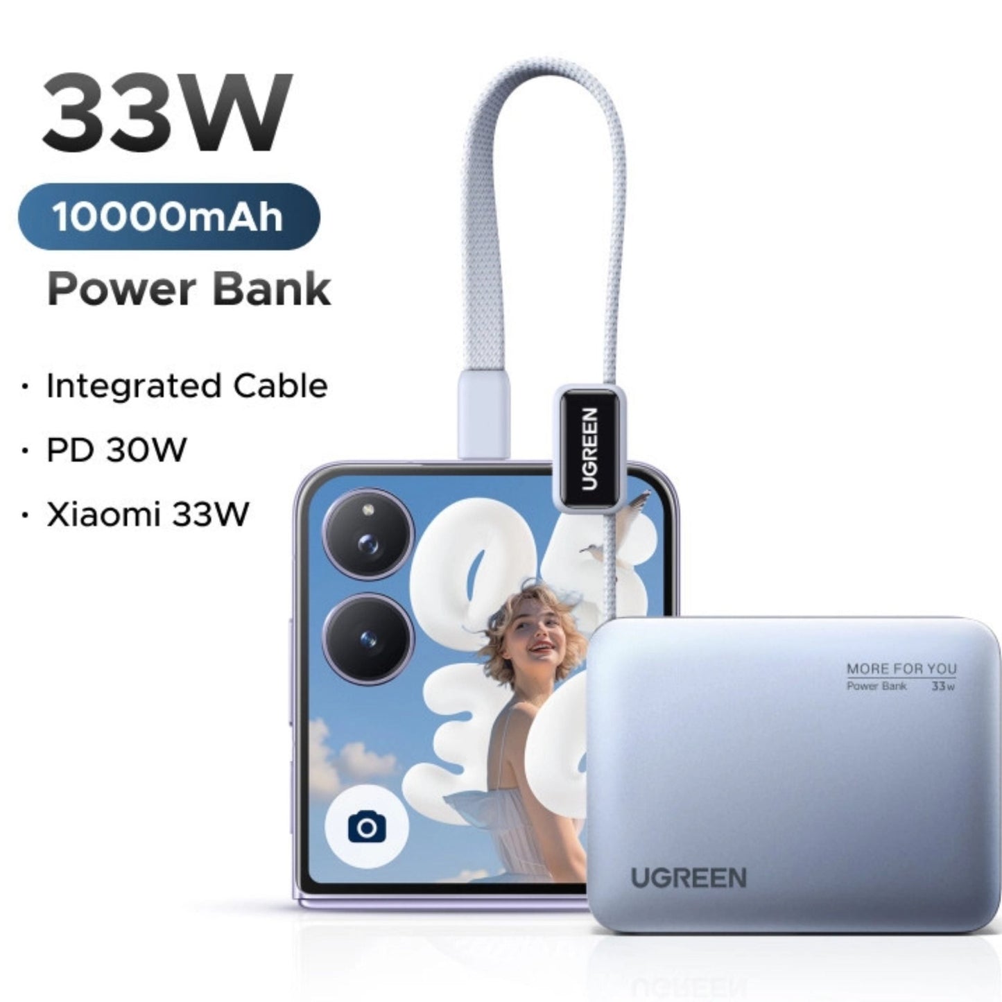 UGREEN 33W Fast Charging 10000mAh Power Bank - Light Blue