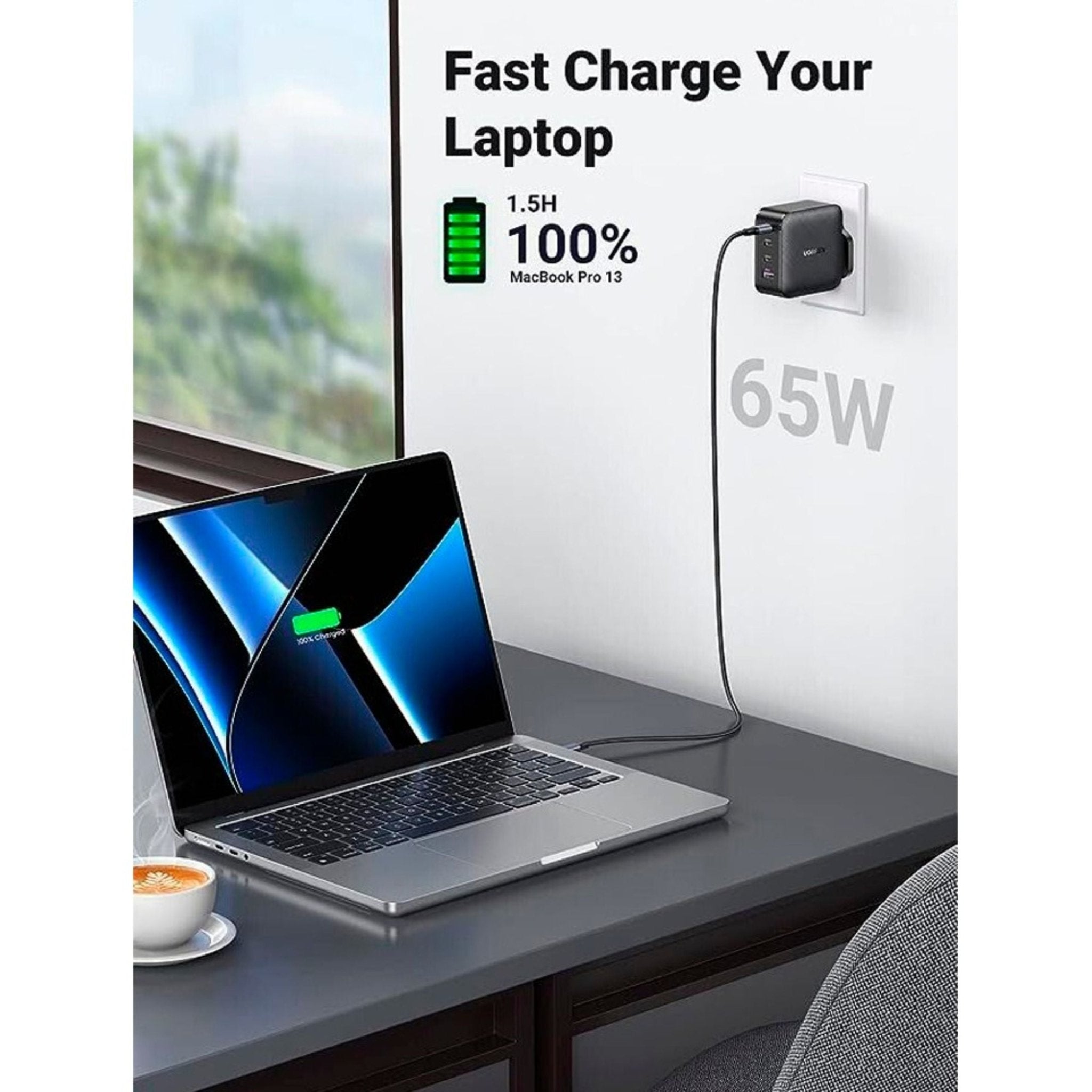 UGREEN 65W 4-Port PD GaN Fast Charger UK - Black