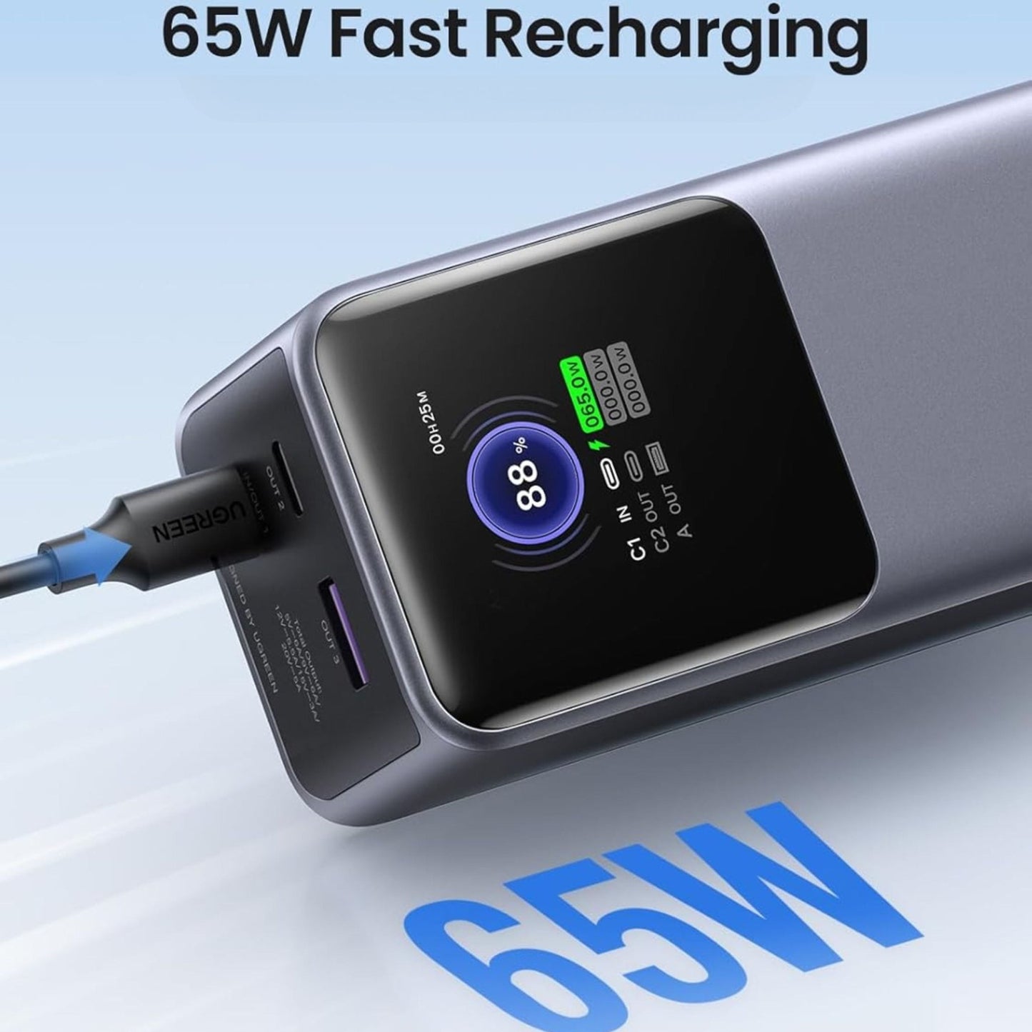 UGREEN Nexode PD 200W Fast Charging Power Bank 25000mAh with Smart Digital Display - Grey