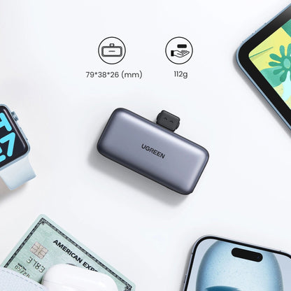 UGREEN Nexode PD 20W Fast Charging Power Bank With Built In USB - C Connector 5,000mAh - Black