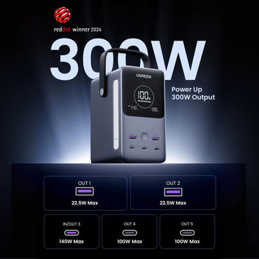 UGREEN Nexode PD 300W Fast Charging Power Bank 48000mAh with Emergency Light - Grey