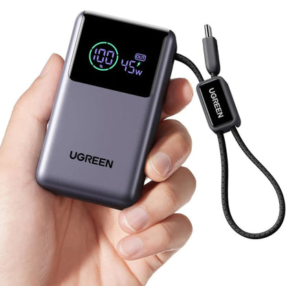 UGREEN Nexode Pro 10000mAh 55W Power Bank with Built-in USB-C Cable - Black