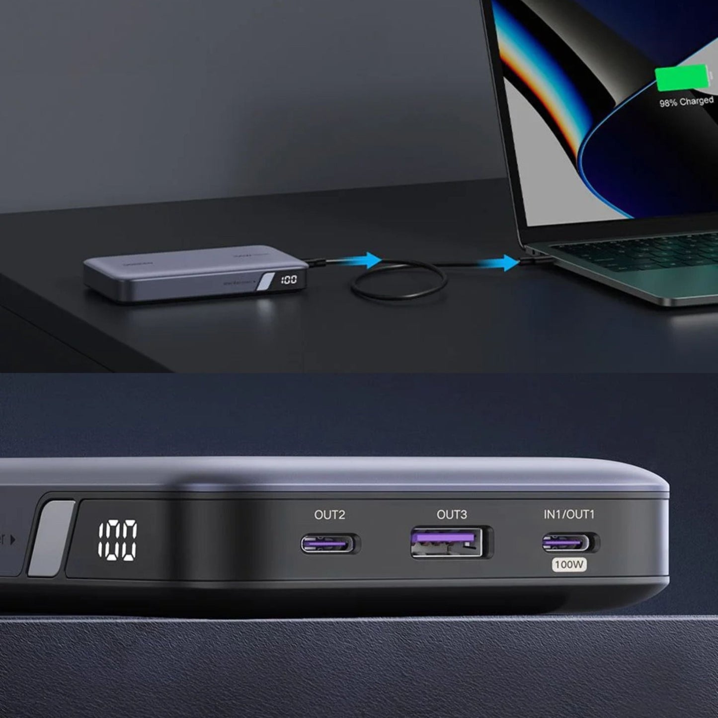 UGREEN PD 100W Fast Charging Power Bank 20000mAh - Grey