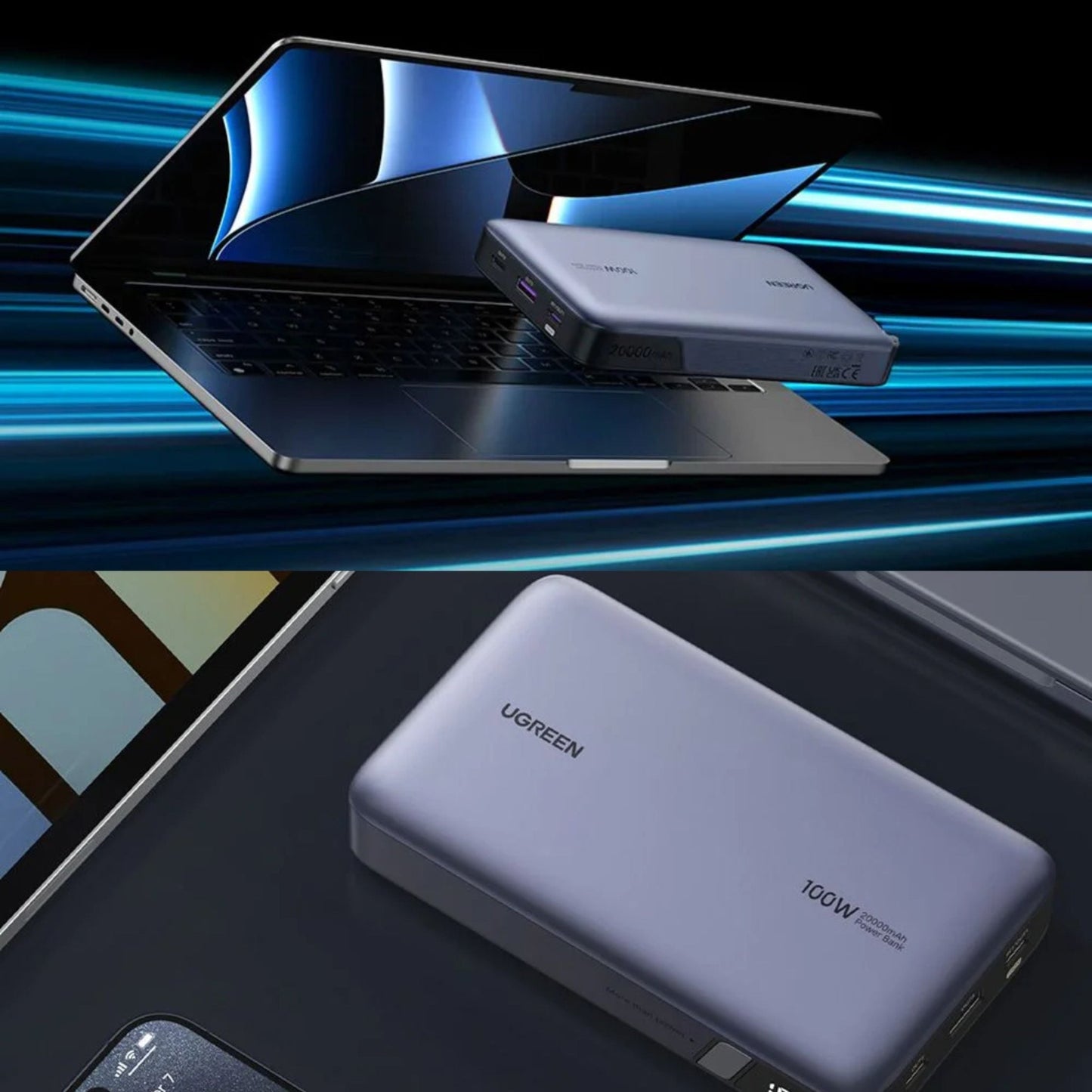 UGREEN PD 100W Fast Charging Power Bank 20000mAh - Grey