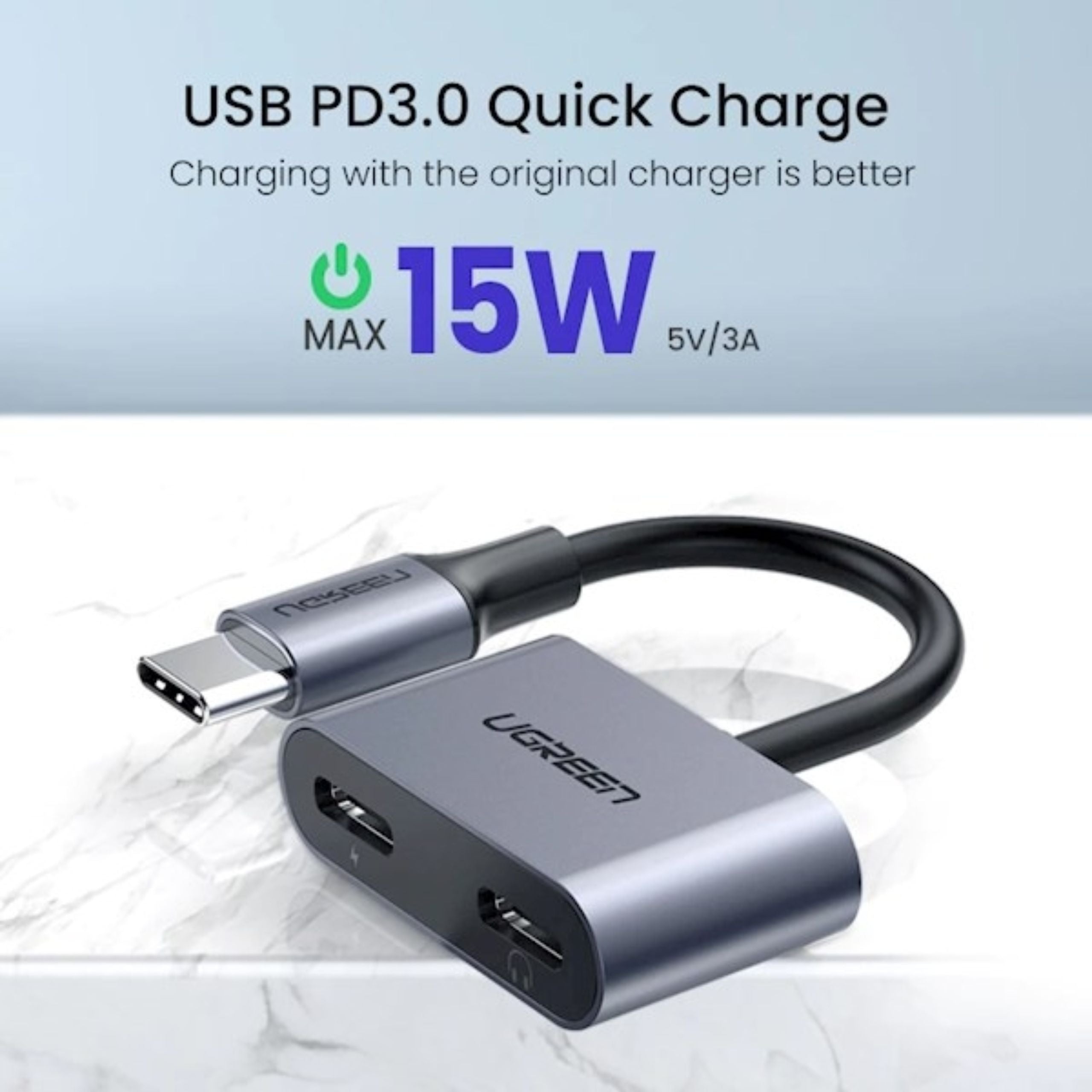 UGREEN USB-C One-Two Converter - Gray