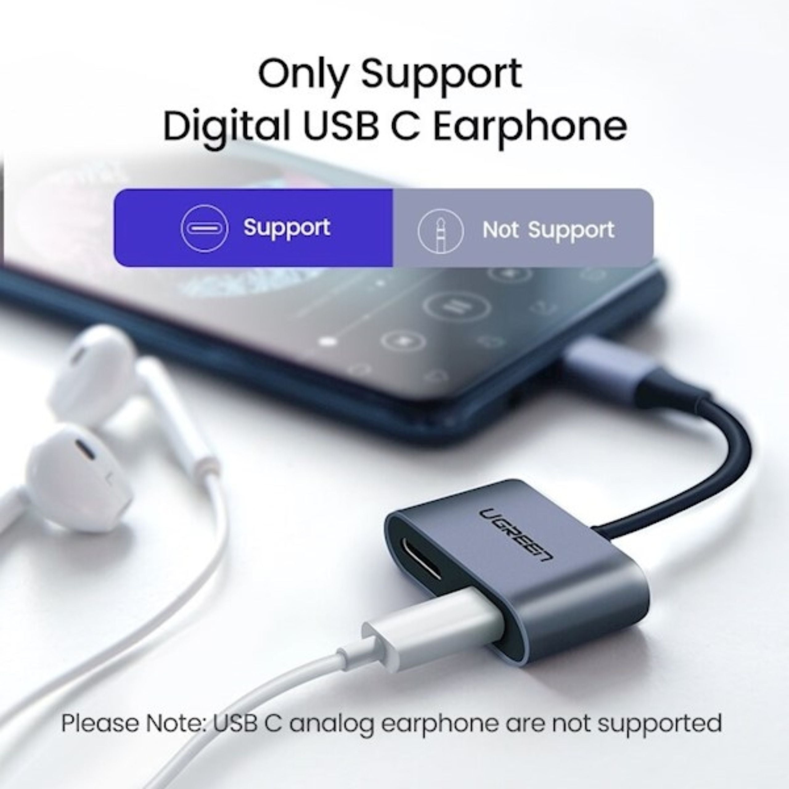 UGREEN USB-C One-Two Converter - Gray