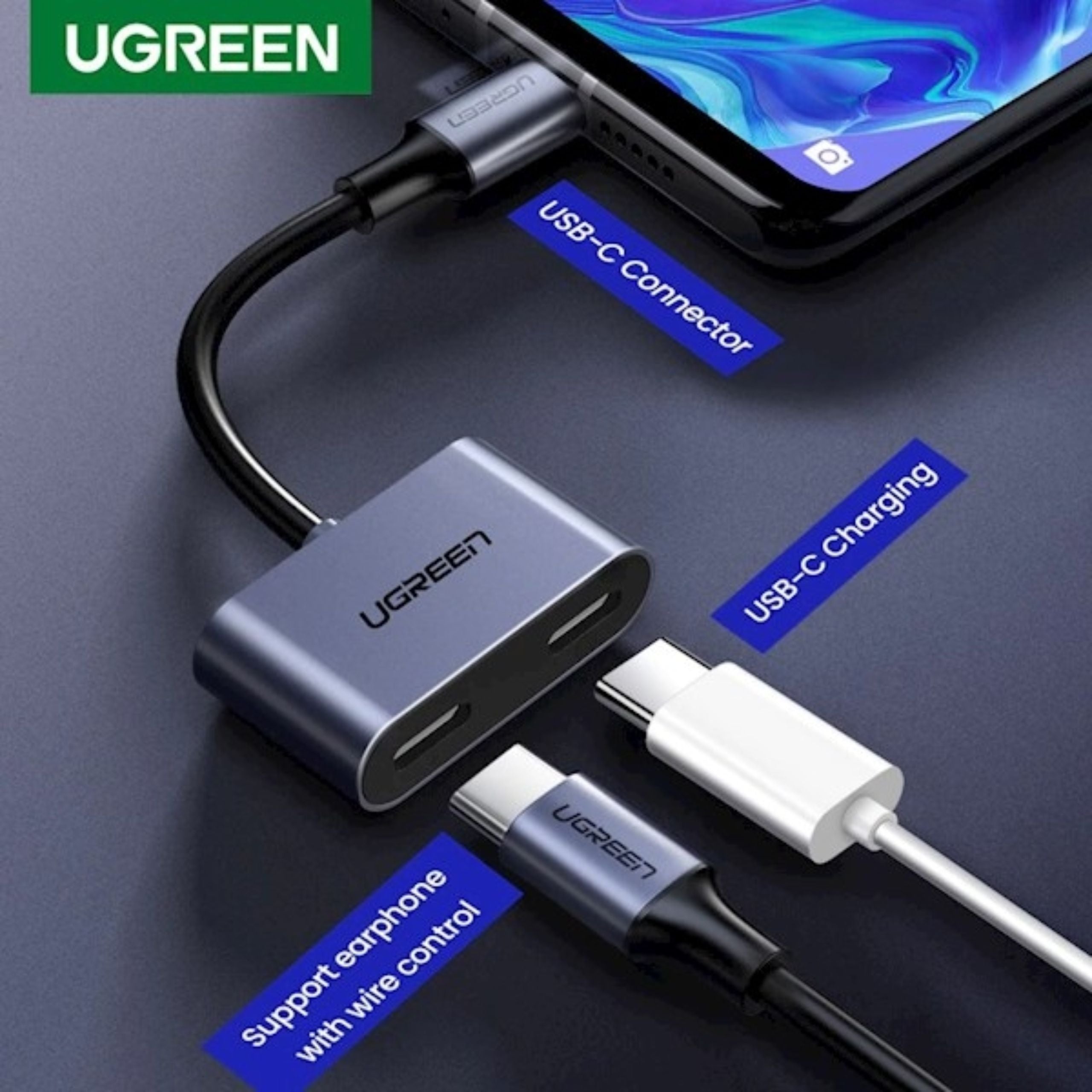 UGREEN USB-C One-Two Converter - Gray