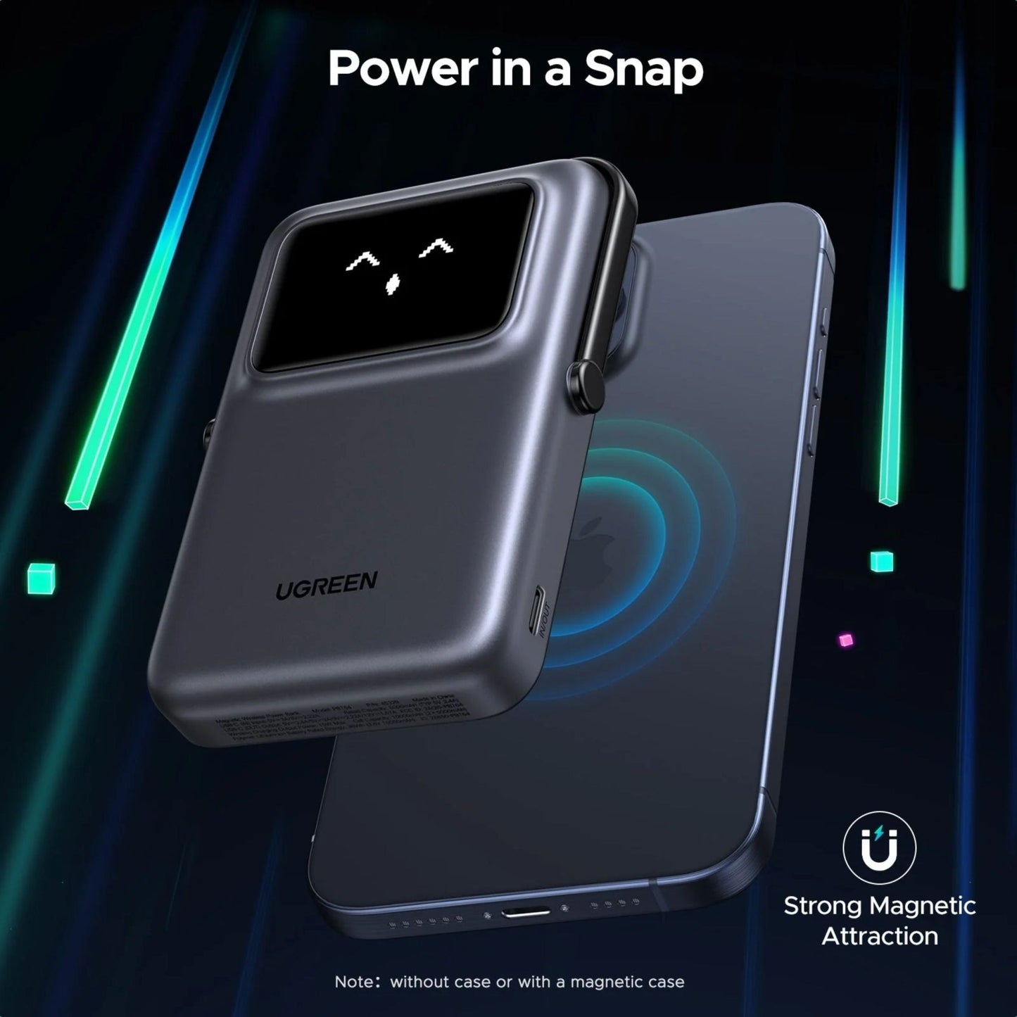 UGREEN Uno Qi2 20W Magnetic Wireless Power Bank 10000mAh Built-In Stand - Purple