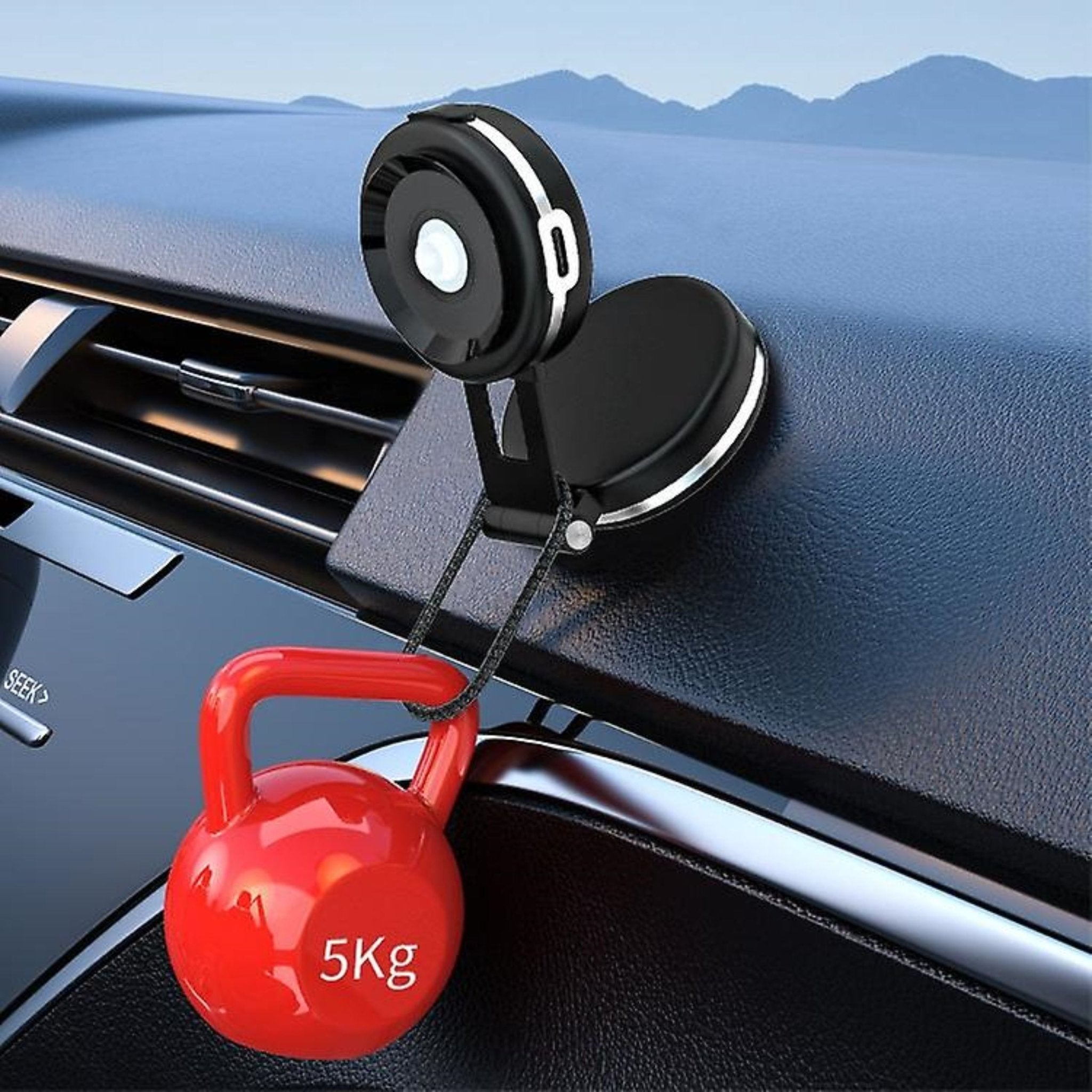 Vacuum Adsorption Rechargeable Car Mount Holder 360 Degree Rotating - Black