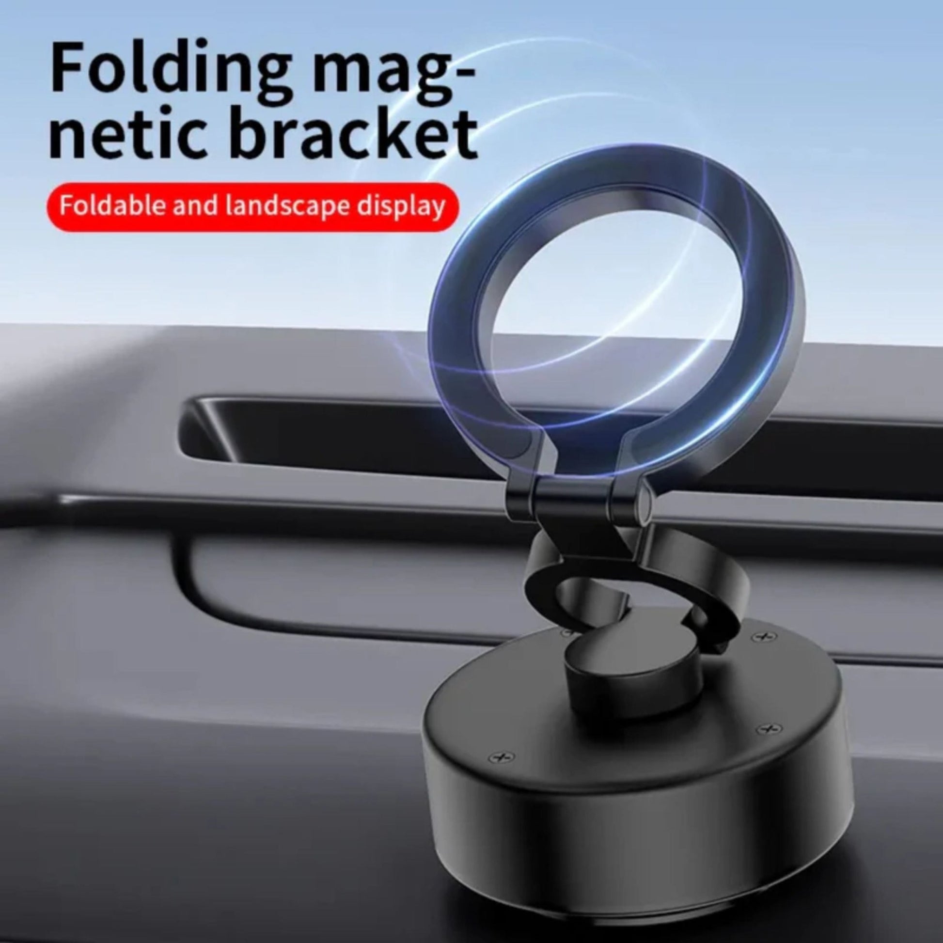 Vacuum Double Sided Electric Adsorption & Magnetic Phone Stand D1 - Black