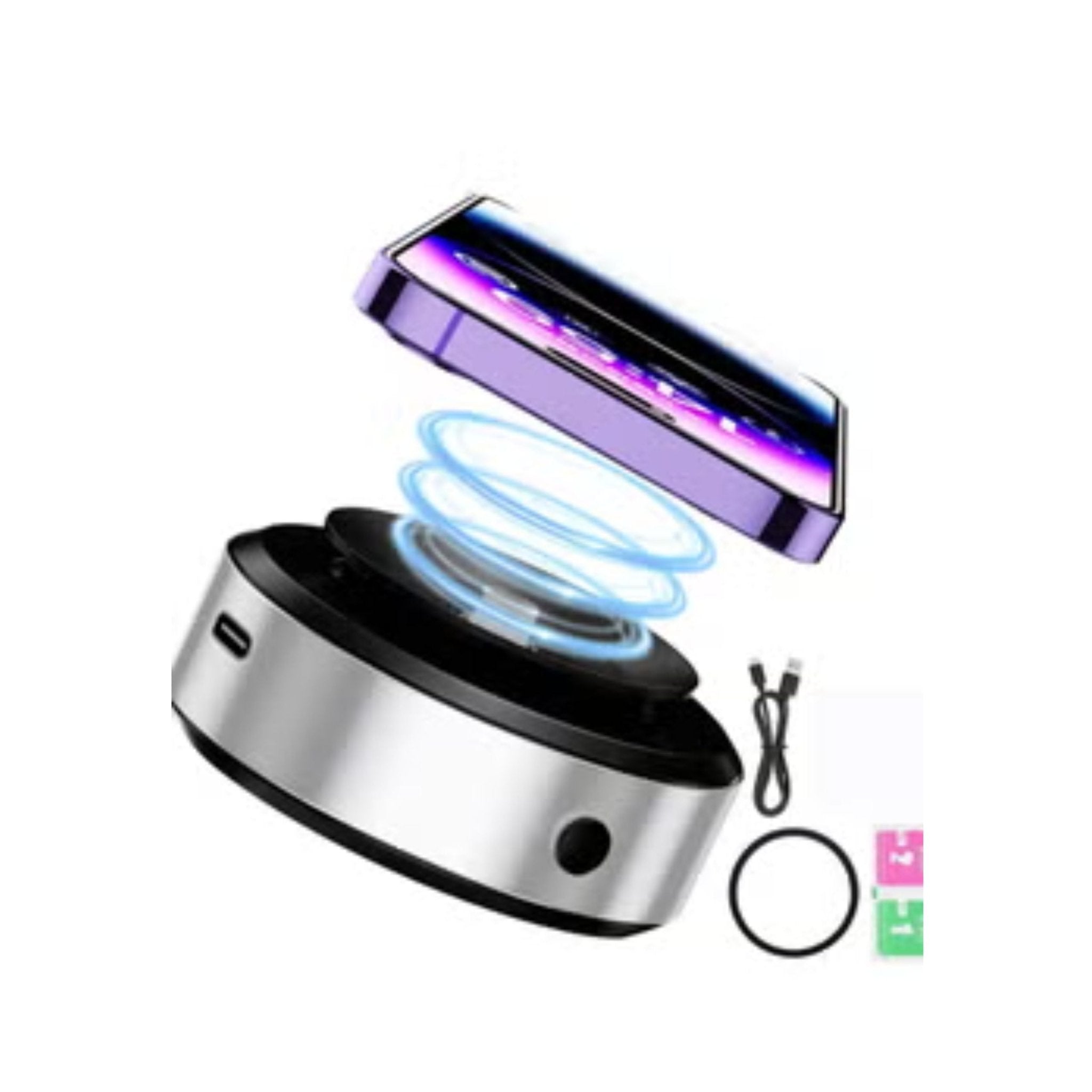 Vacuum Double Sided Electric Adsorption & Magnetic Phone Stand D1 - Black
