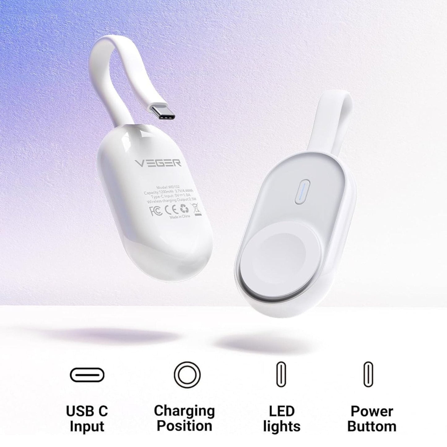 Veger Portable Charger for Apple Watch 1500mAH VP-0102