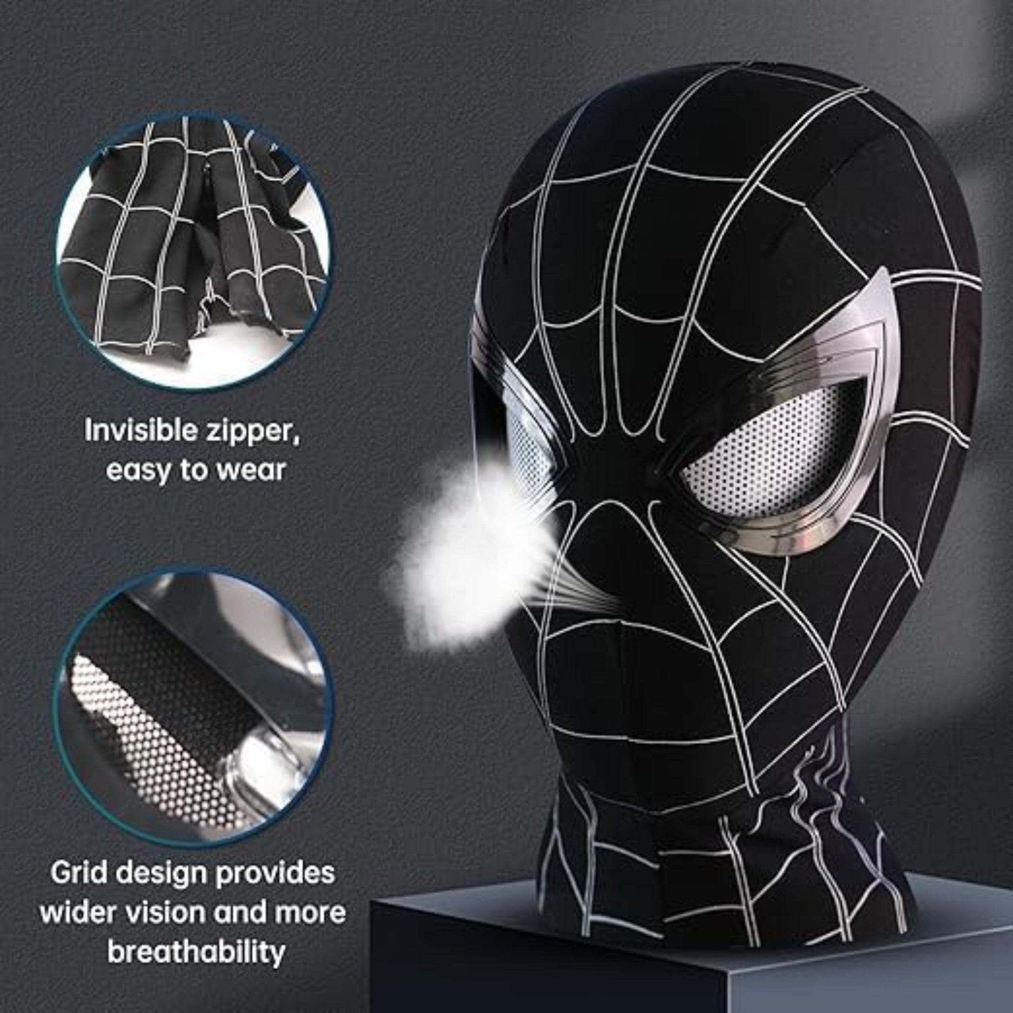 Visor Spider Man Cosplay Electric Mask Movable Eyes, Ring Remote Control Prop