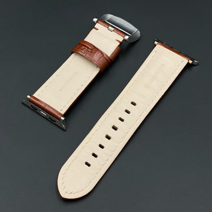 Viva Madrid Montre Crox Leather Strap Strap for Apple Watch 42/44MM - Brown/Silver