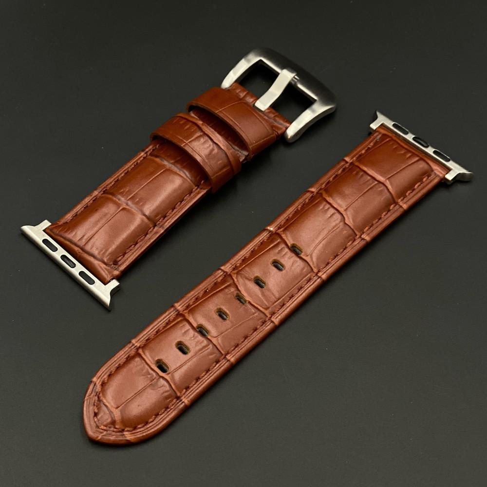 Viva Madrid Montre Crox Leather Strap Strap for Apple Watch 42/44MM - Brown/Silver