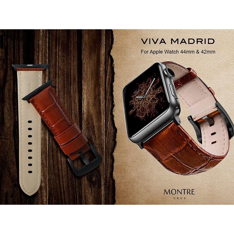 Viva Madrid Montre Crox Leather Strap Strap for Apple Watch 42/44MM - Brown/Silver