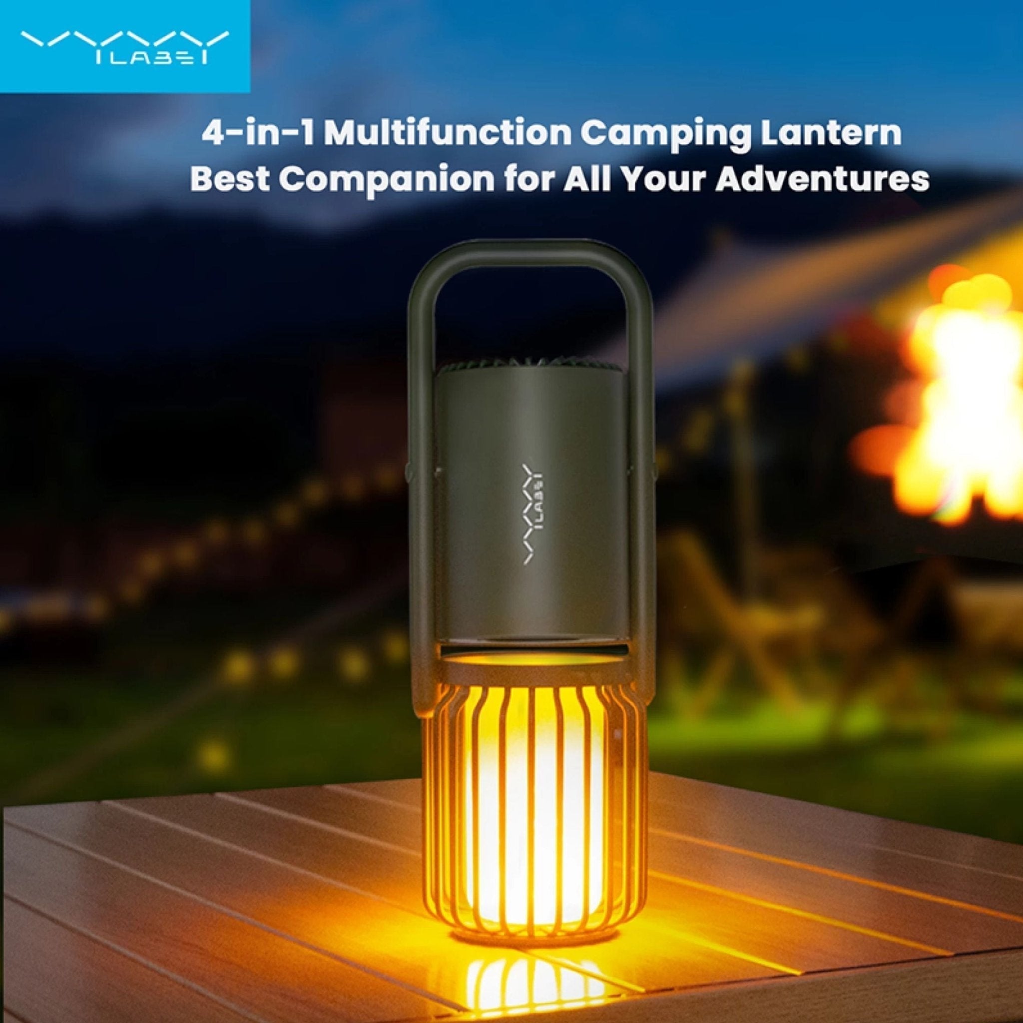 Vyvylabs X1 Flaming Multifunctional Outdoor Light, Wireless Speaker With Powerbank - Green