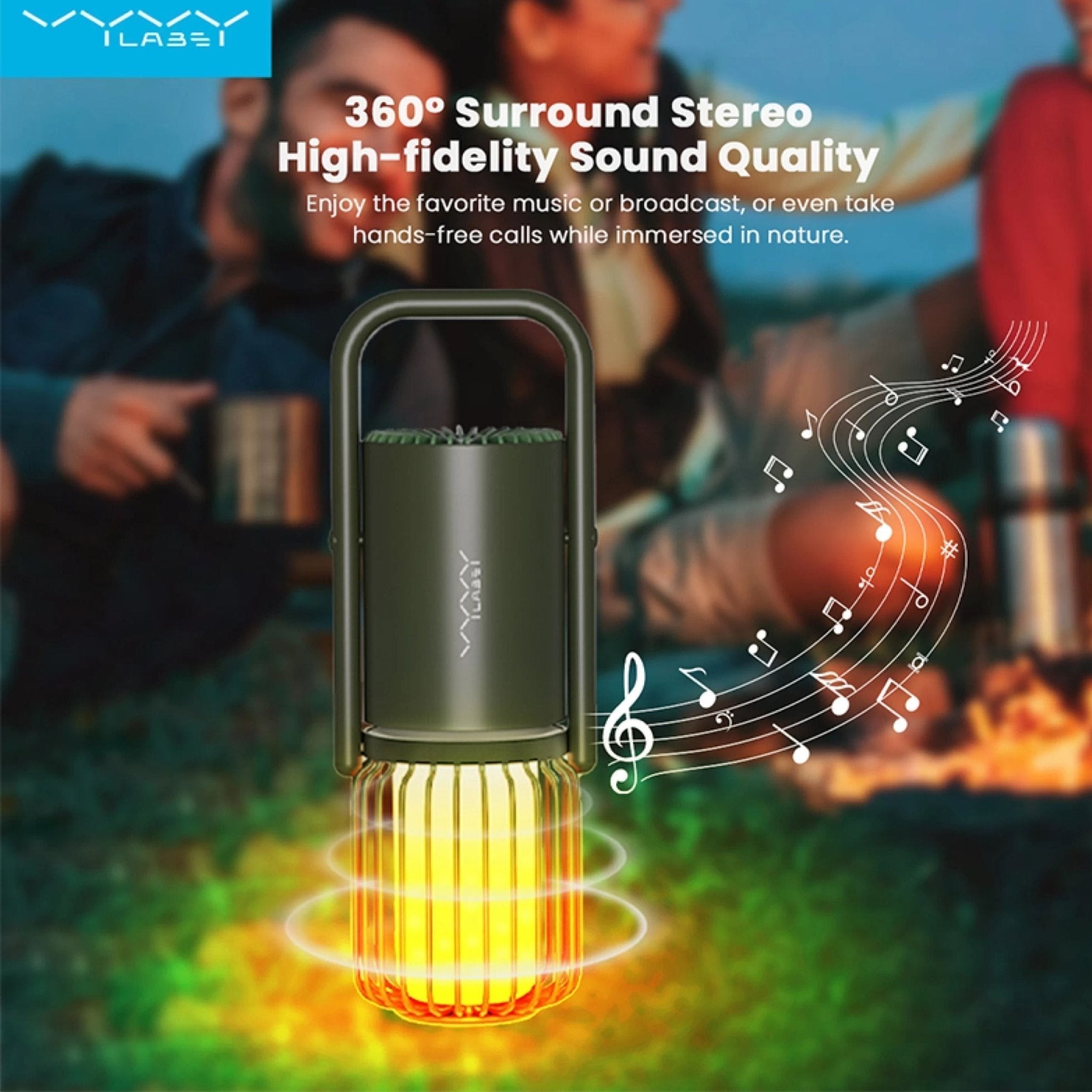 Vyvylabs X1 Flaming Multifunctional Outdoor Light, Wireless Speaker With Powerbank - Green