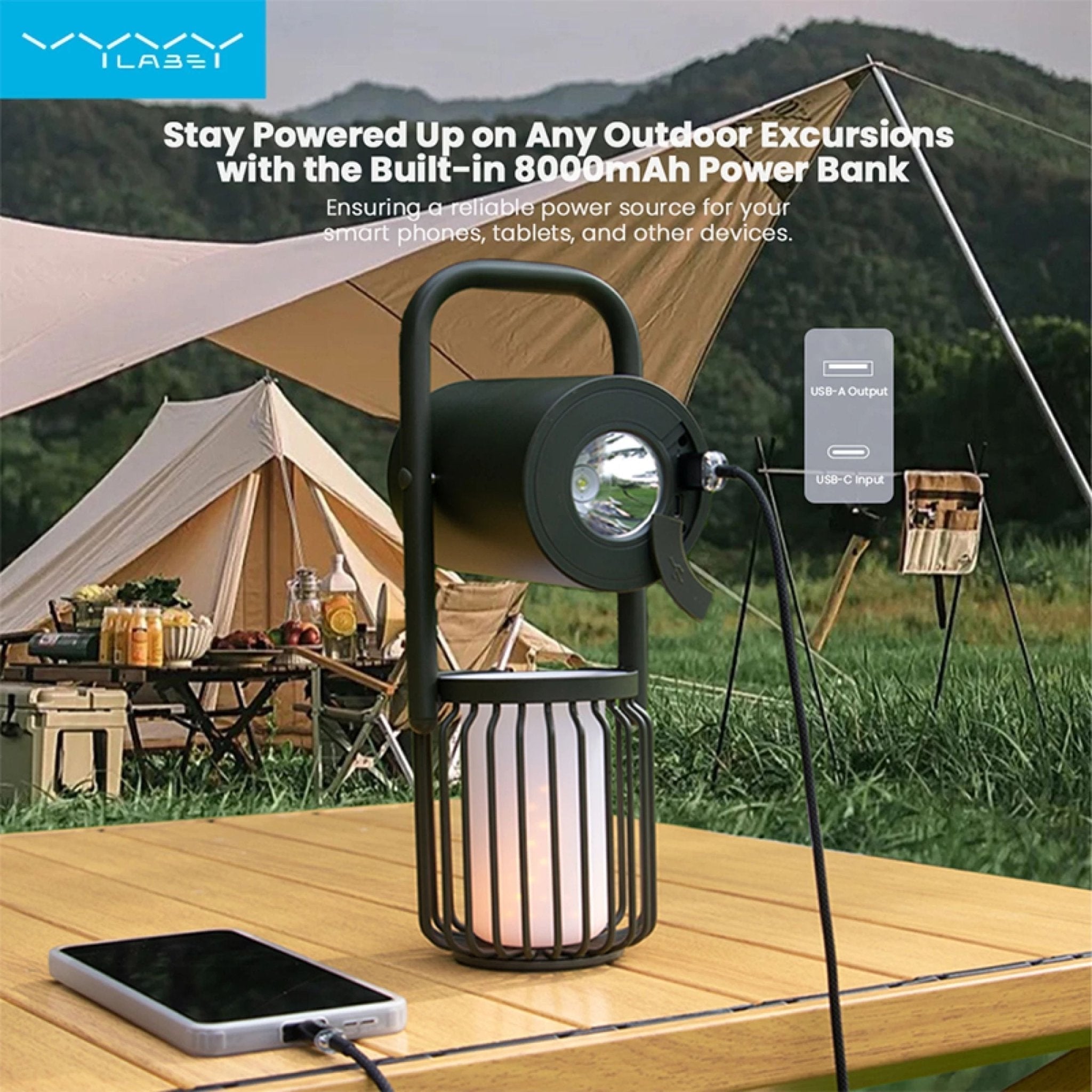 Vyvylabs X1 Flaming Multifunctional Outdoor Light, Wireless Speaker With Powerbank - Green