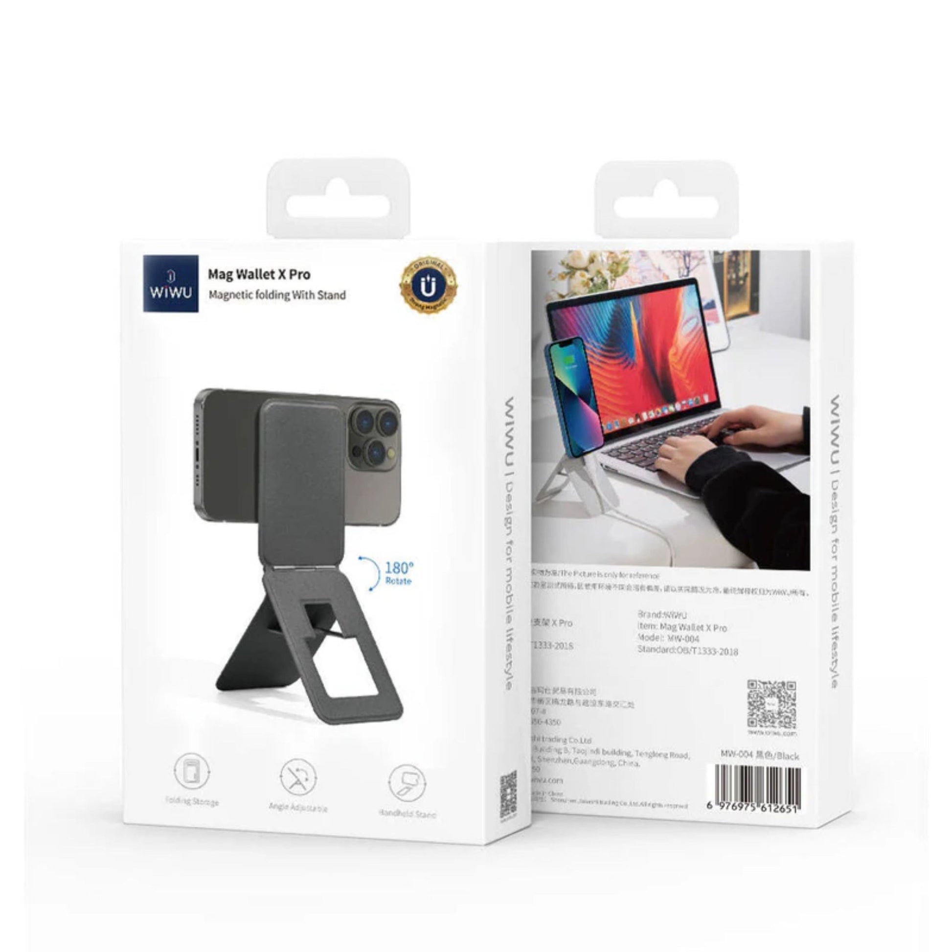 WIWU Foldable Magnetic Stand With Wallet MW-004 Mag X Pro - Black
