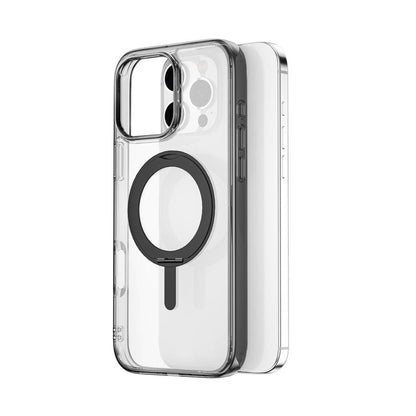 WIWU Magsafe iShield Ultra Case with Rotating Stand for iPhone 16 Pro Max Transparent - Black
