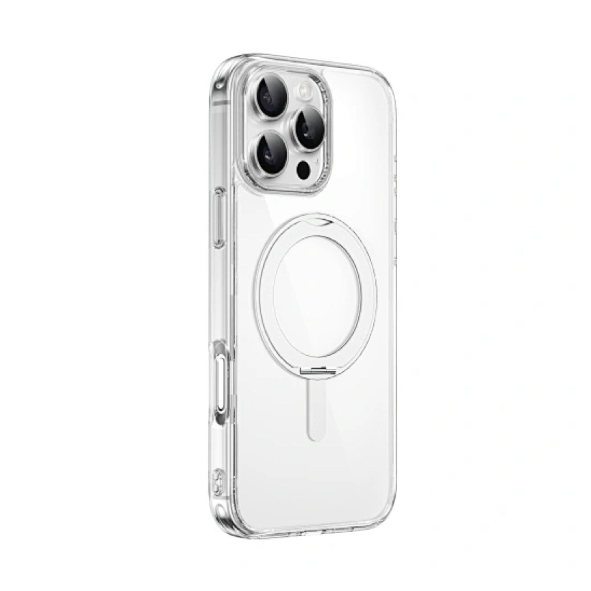 WIWU Magsafe iShield Ultra Case with Rotating Stand for iPhone 16 Pro Max Transparent - Silver