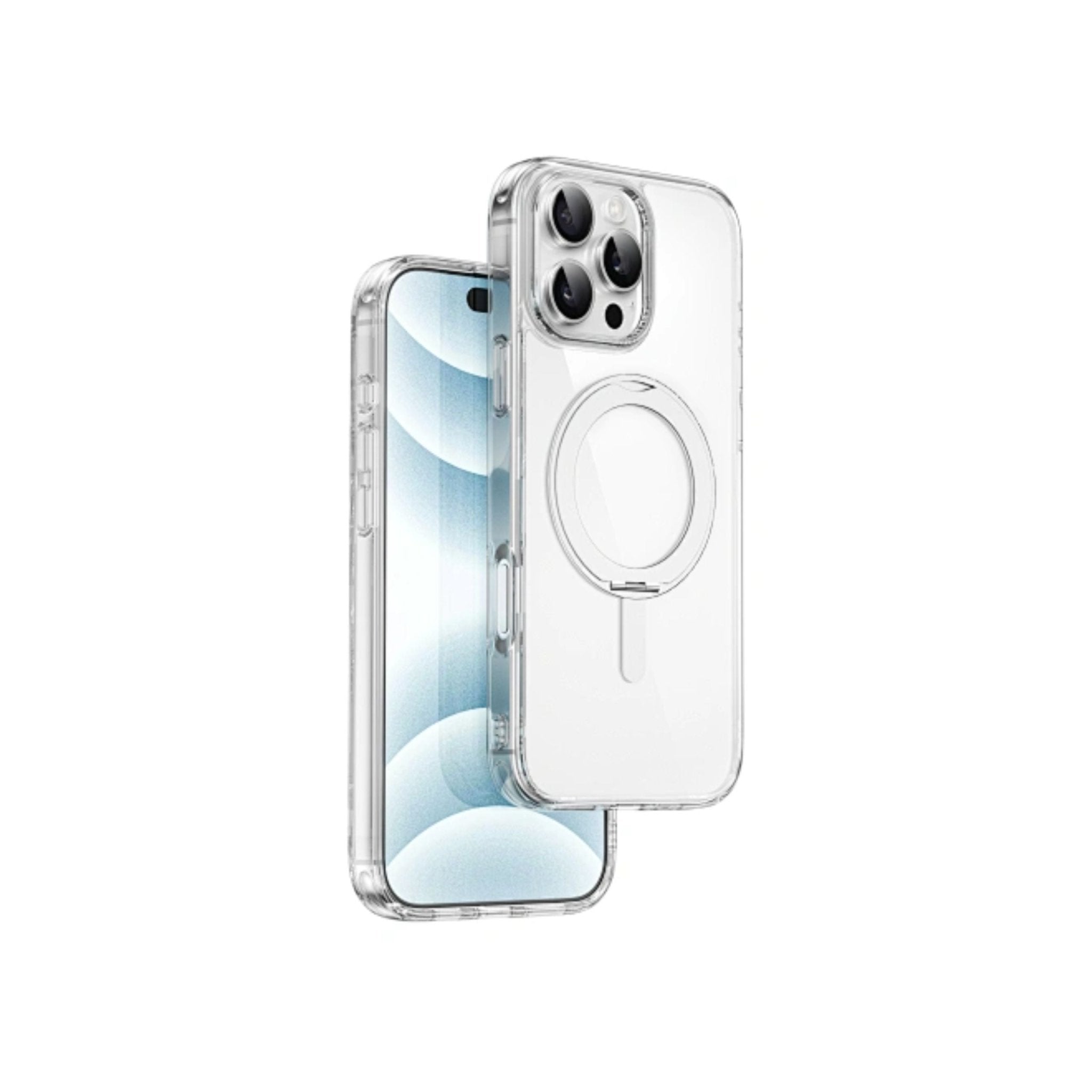 WIWU Magsafe iShield Ultra Case with Rotating Stand for iPhone 16 Pro Max Transparent - Silver