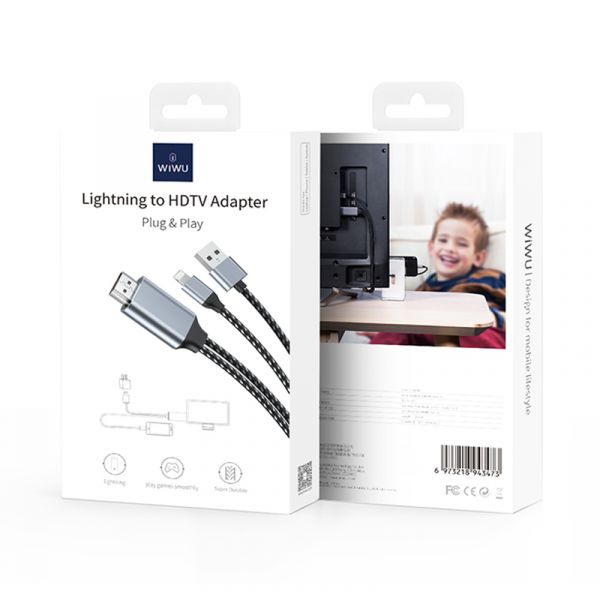 WiWU Plug & Play Lightning to HDTV Cable Adapter - Black