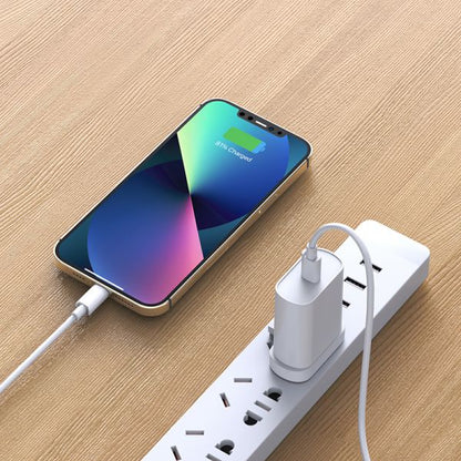 WiWU Quick 20W PD UK Fast Charger with Type-C to Lightning Cable - White