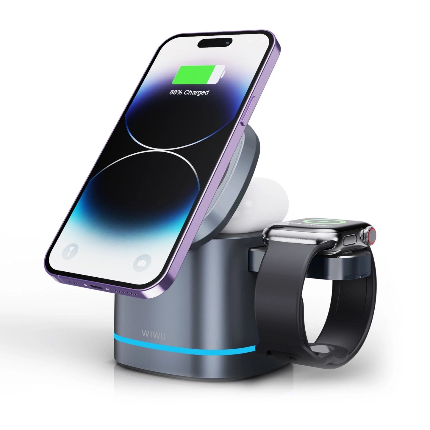 WiWU Rubik's Cube 3 in 1 Wireless Charger - Grey