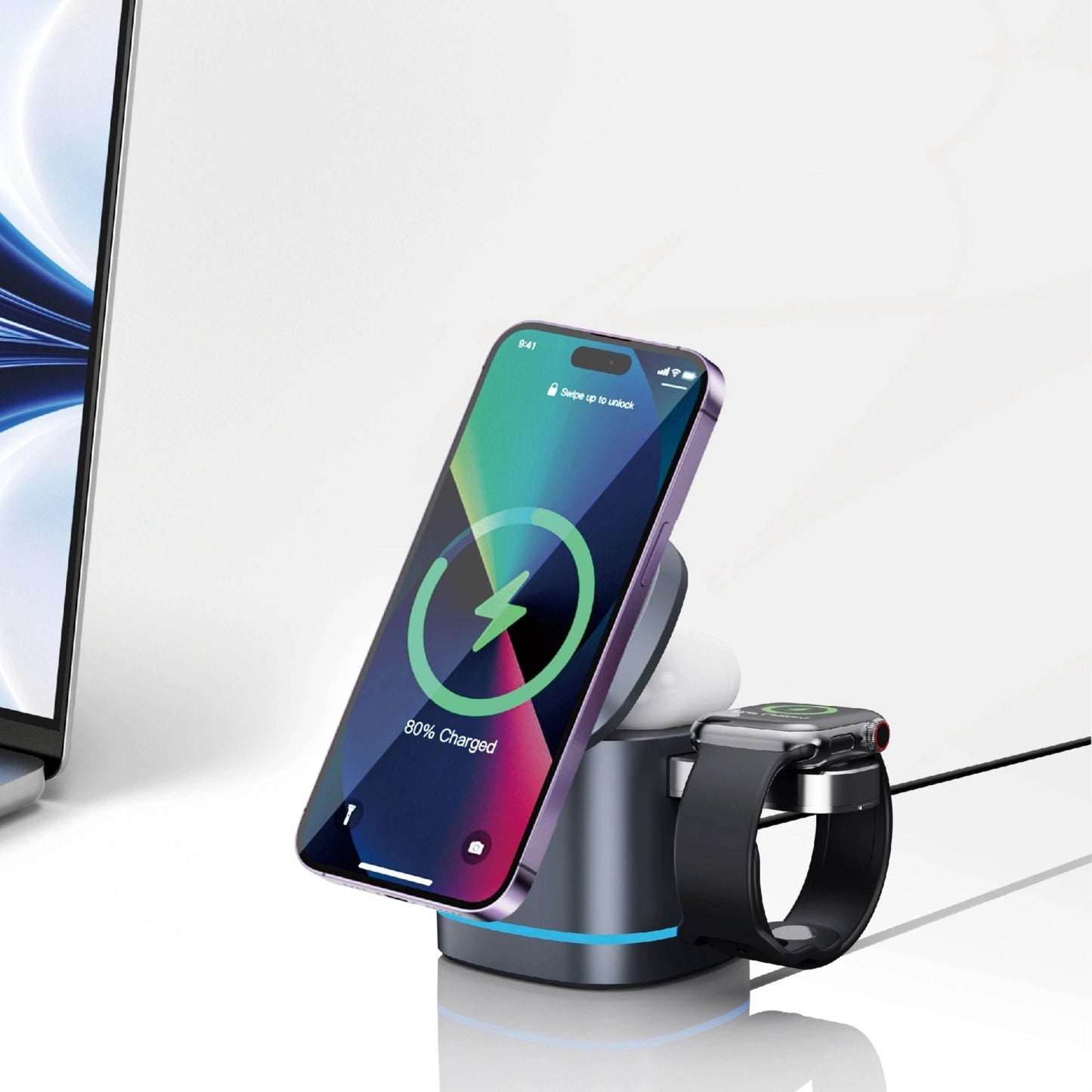 WiWU Rubik's Cube 3 in 1 Wireless Charger - Grey
