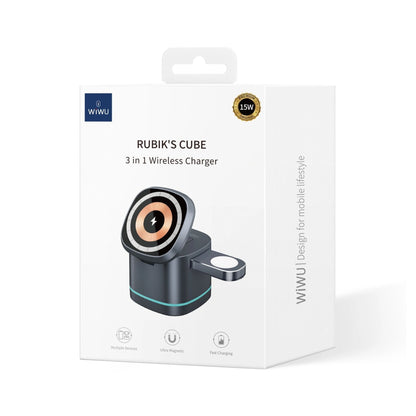WiWU Rubik's Cube 3 in 1 Wireless Charger - Grey