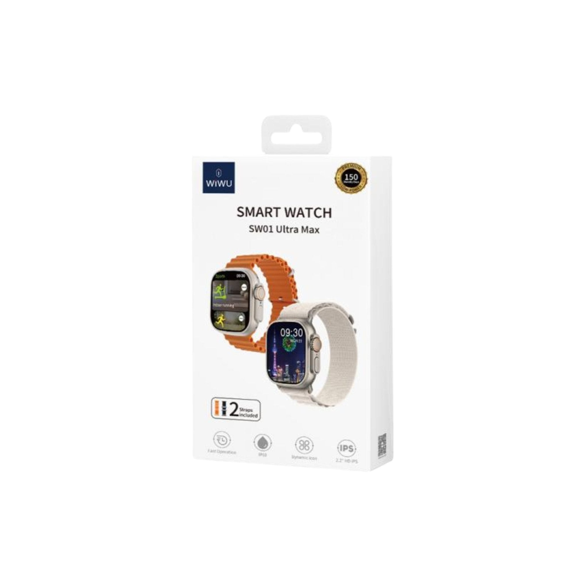 WiWU Smart Watch SW01 Ultra Max With 2 Strapes - Silver