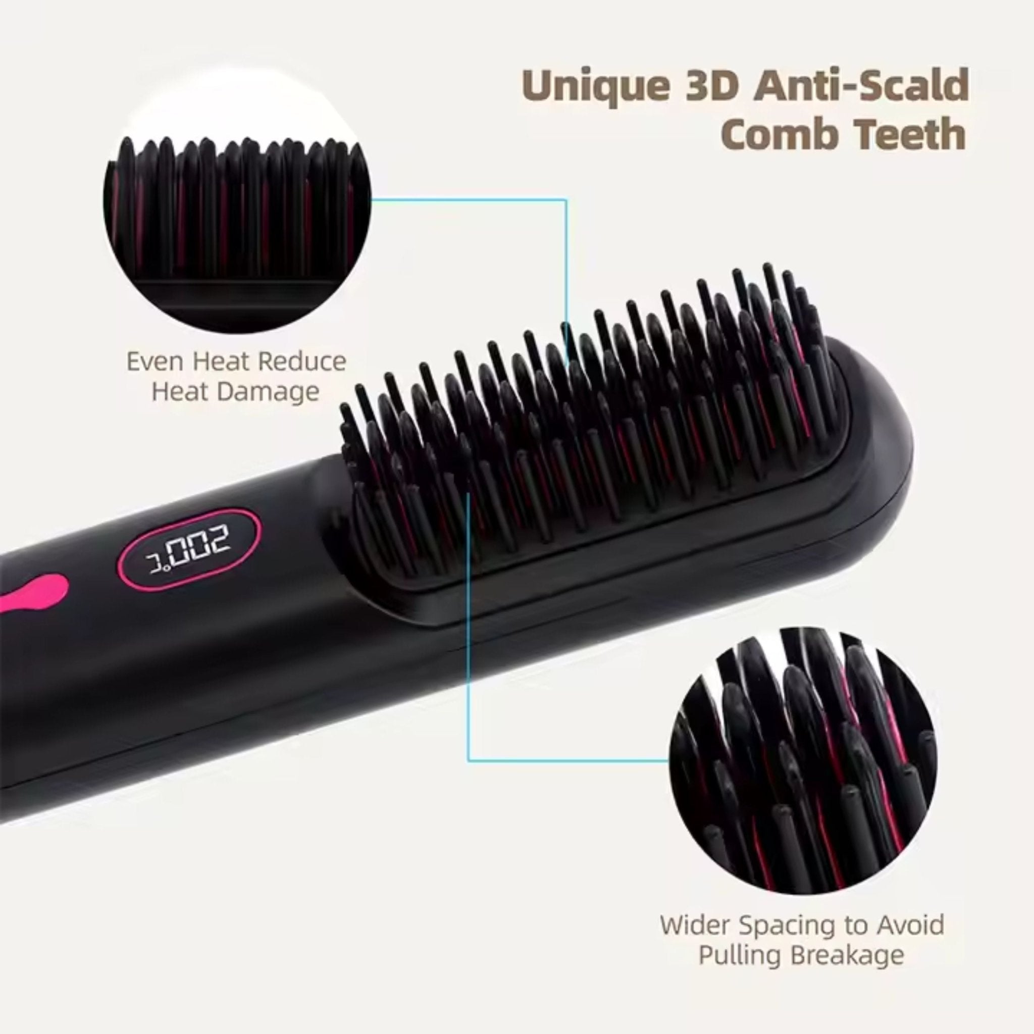 Wireless Hair Straightening Comb 35W XWS-890 - Black